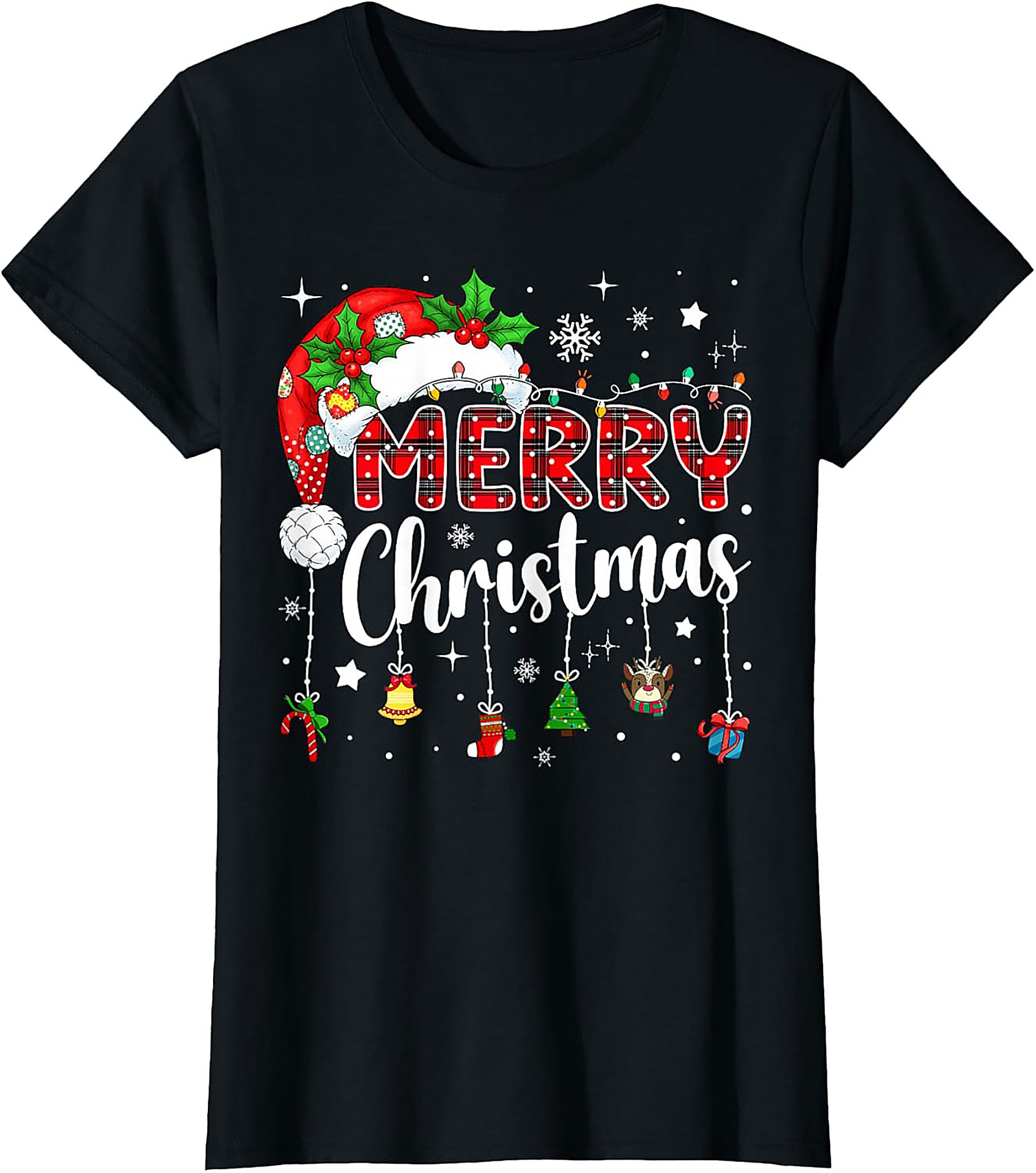 Plaid Merry Christmas Graphic Tee Festive Unisex Shirt Gift