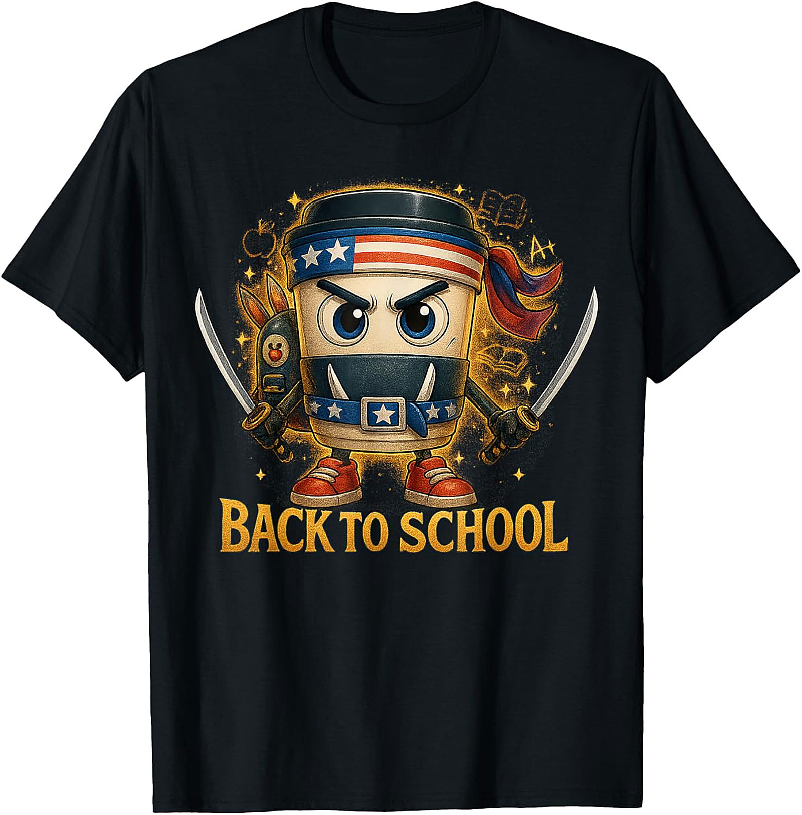 Coffee Ninja Back to School Funny Teacher Graphic Tee