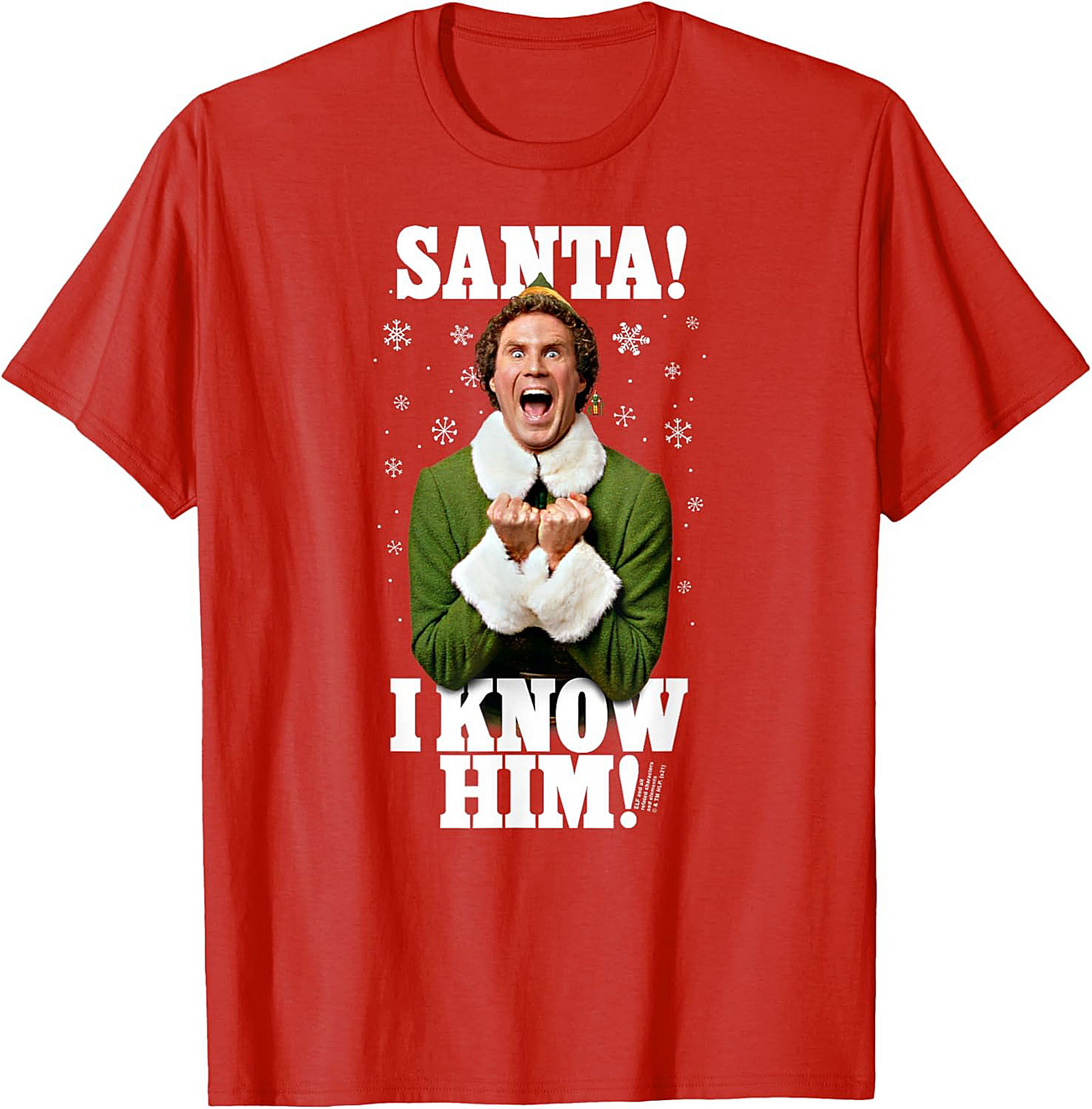 Buddy the Elf T-shirt SANTA! I KNOW HIM! Funny Graphic Tee