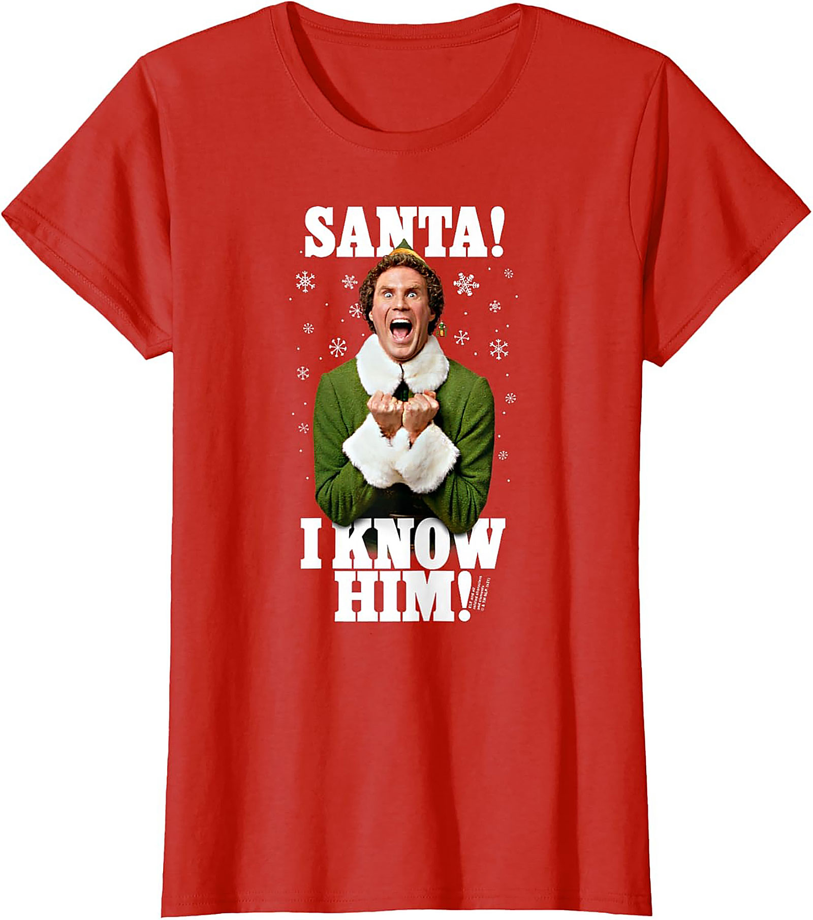 Buddy the Elf T-shirt SANTA! I KNOW HIM! Funny Graphic Tee