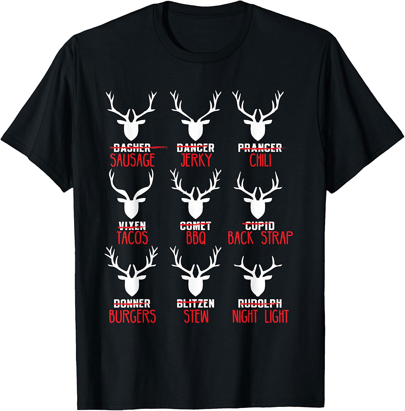Funny Hunter T-shirt Christmas Reindeer Meat Graphic Tee