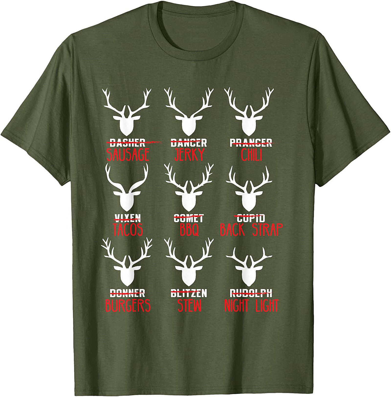 Funny Hunter T-shirt Christmas Reindeer Meat Graphic Tee