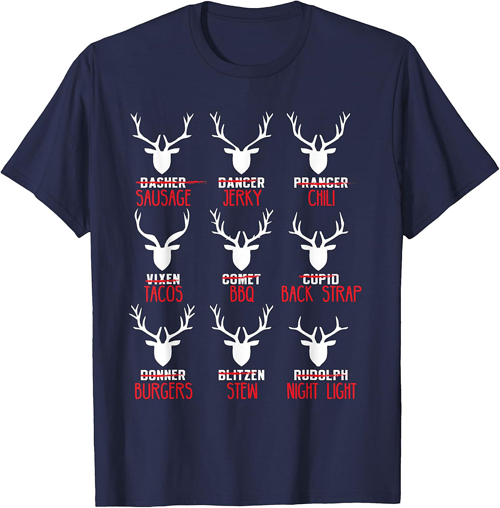 Funny Hunter T-shirt Christmas Reindeer Meat Graphic Tee