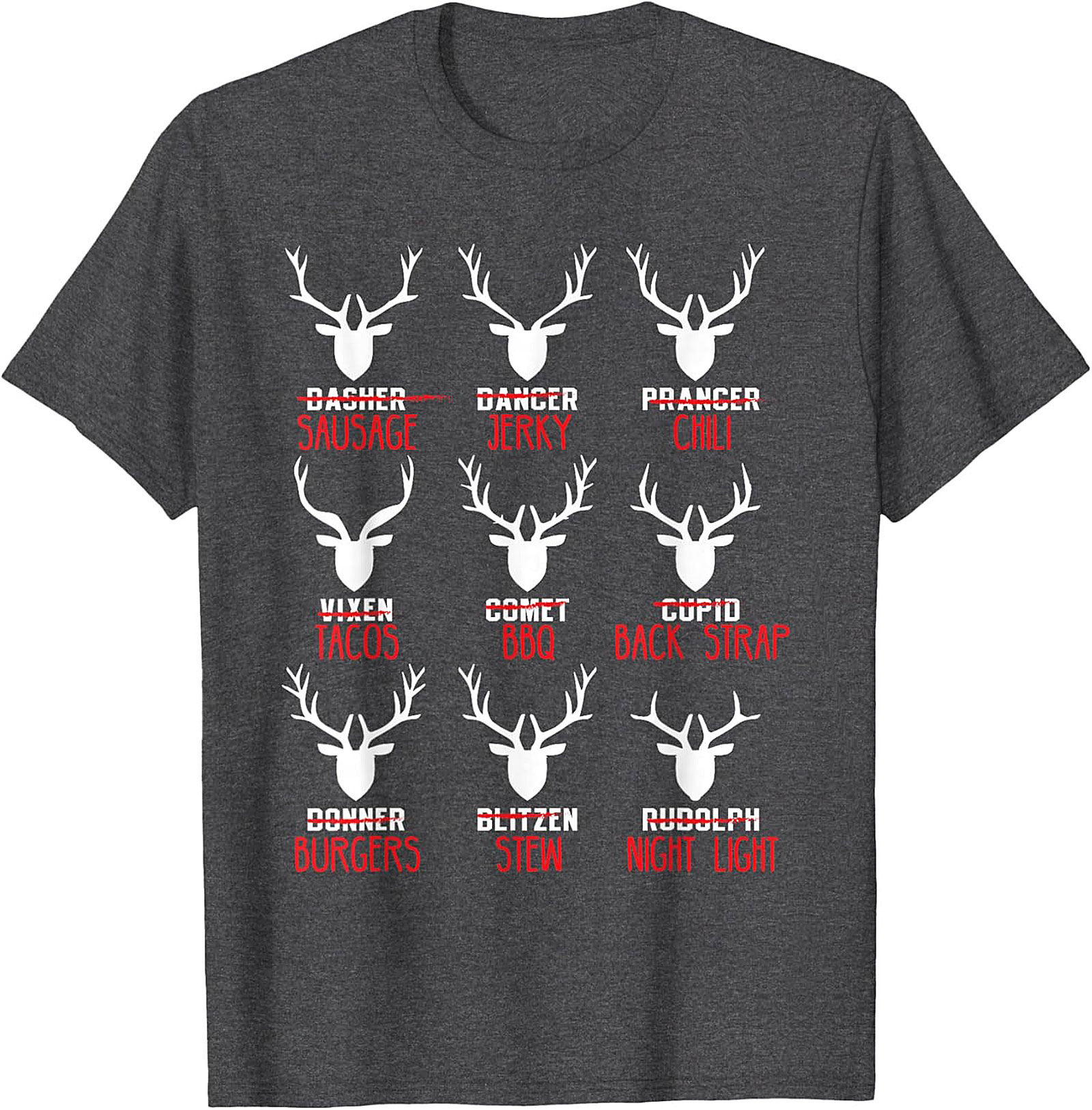 Funny Hunter T-shirt Christmas Reindeer Meat Graphic Tee