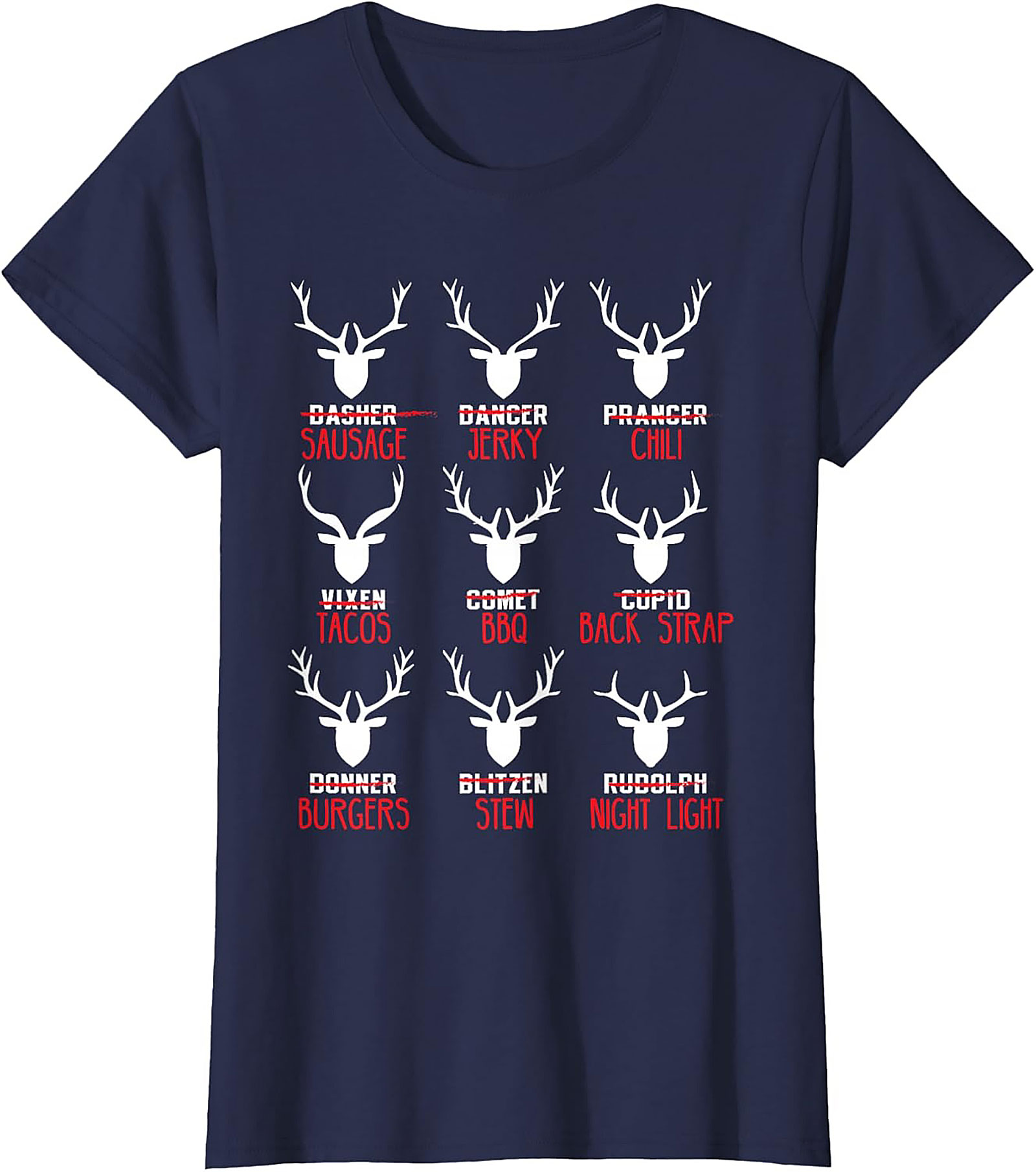Funny Hunter T-shirt Christmas Reindeer Meat Graphic Tee