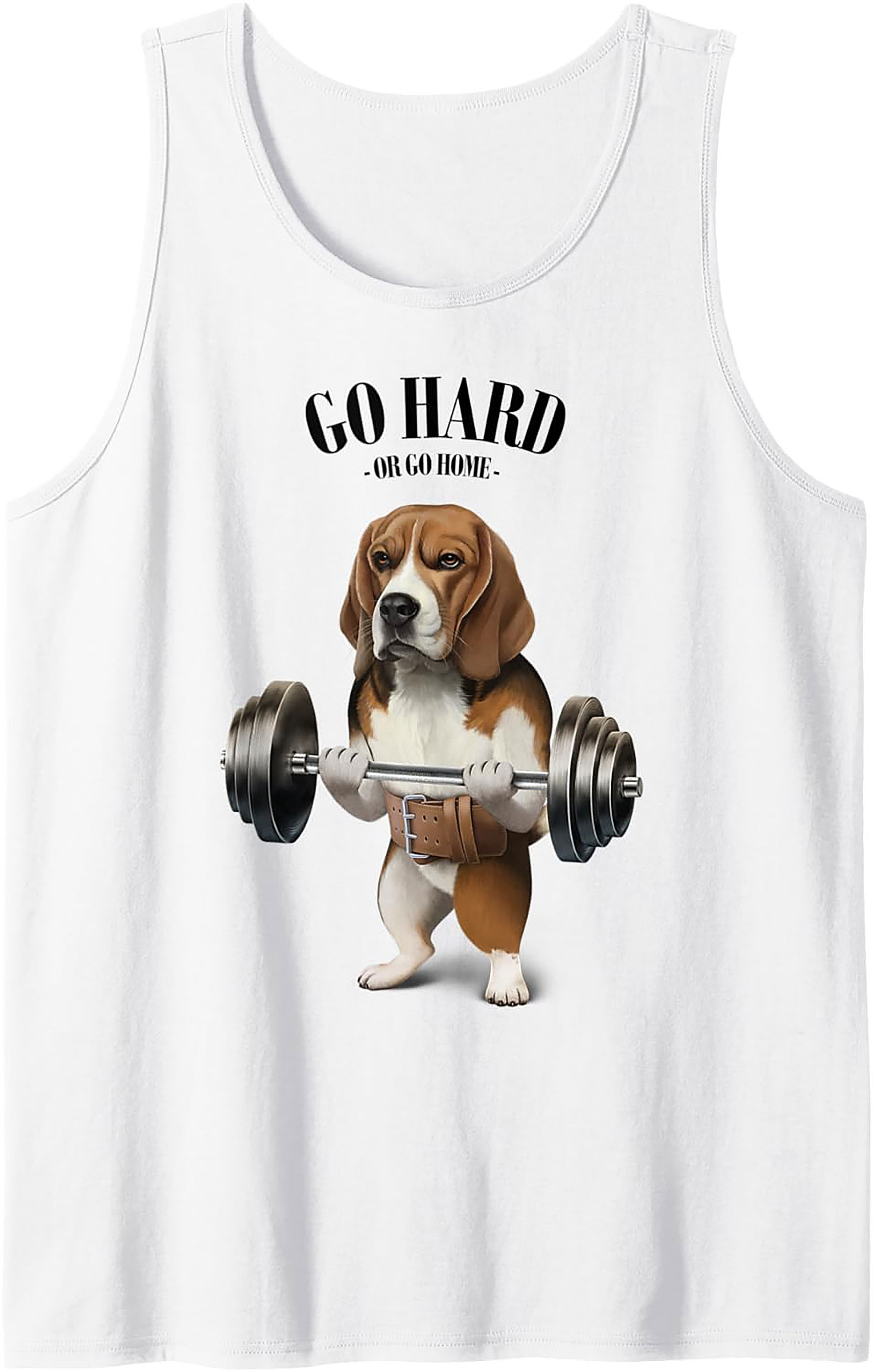 Beagle Gym Tank Top: Go Hard or Go Home Funny Weightlifting Graphic Tank