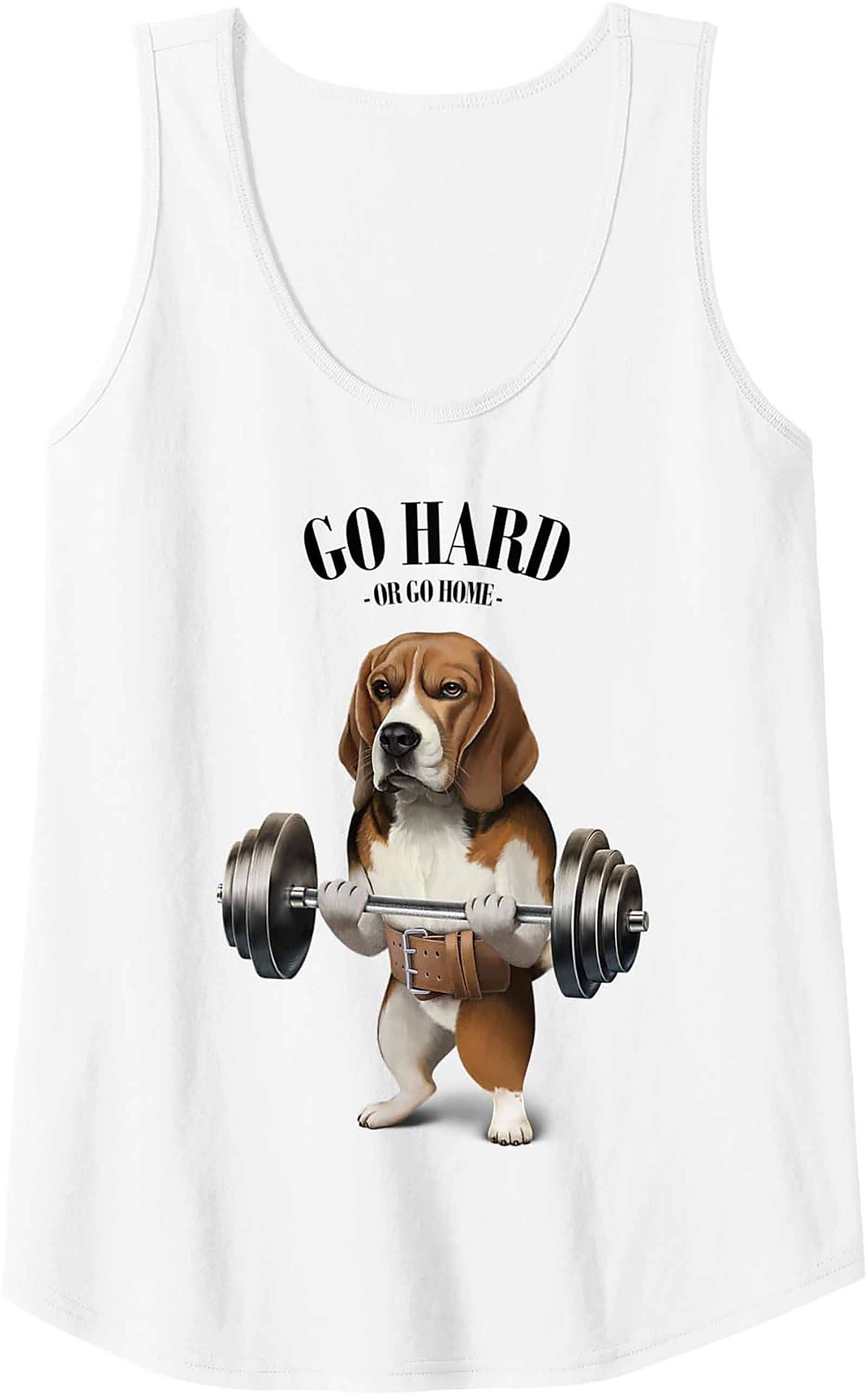 Beagle Gym Tank Top: Go Hard or Go Home Funny Weightlifting Graphic Tank