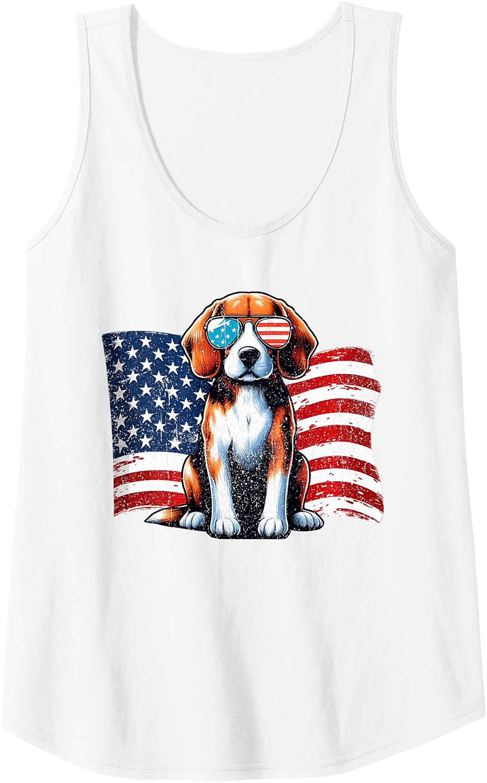 Patriotic Beagle Graphic Tank Top | Cool American Flag Dog Sleeveless Shirt