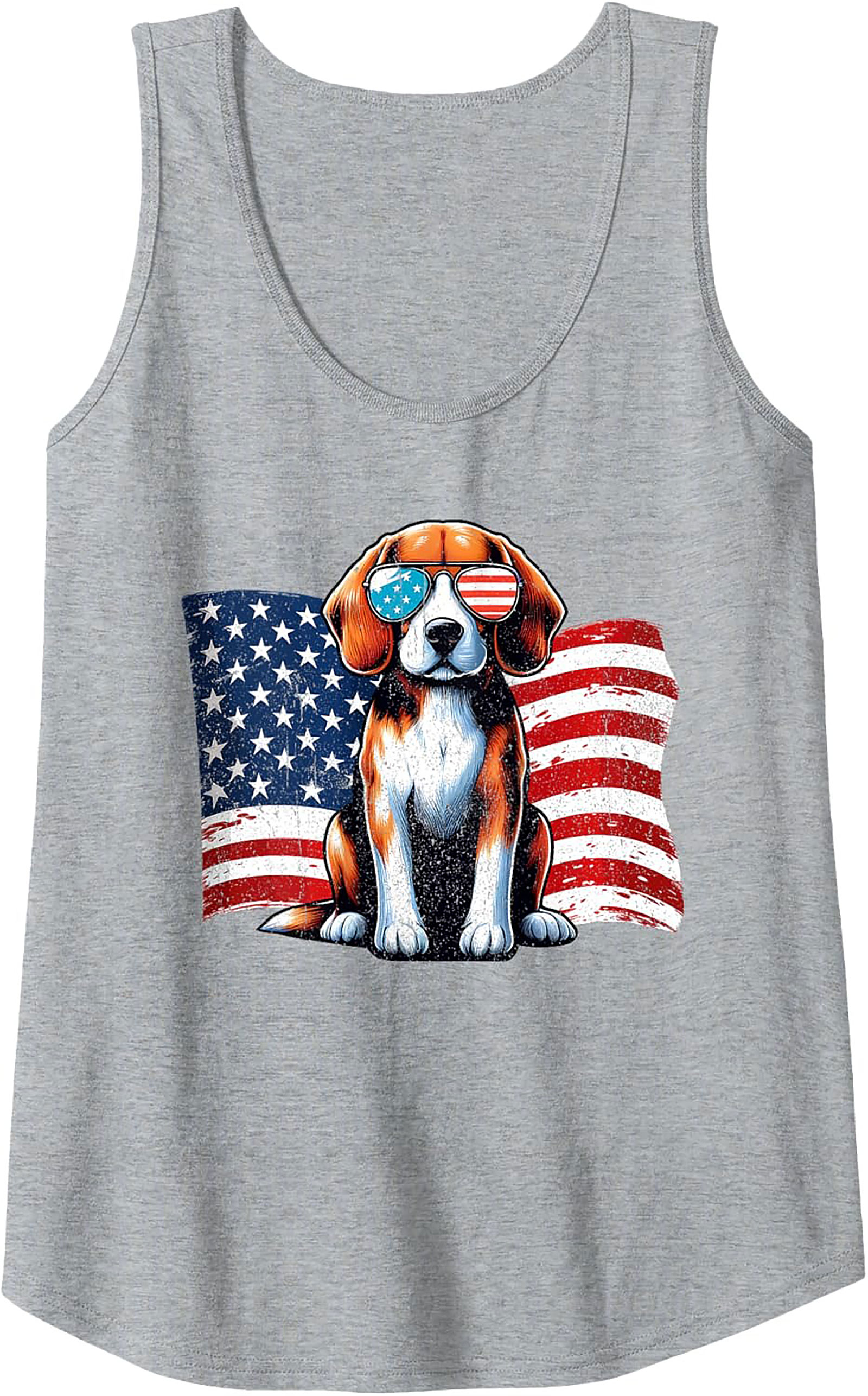 Patriotic Beagle Graphic Tank Top | Cool American Flag Dog Sleeveless Shirt