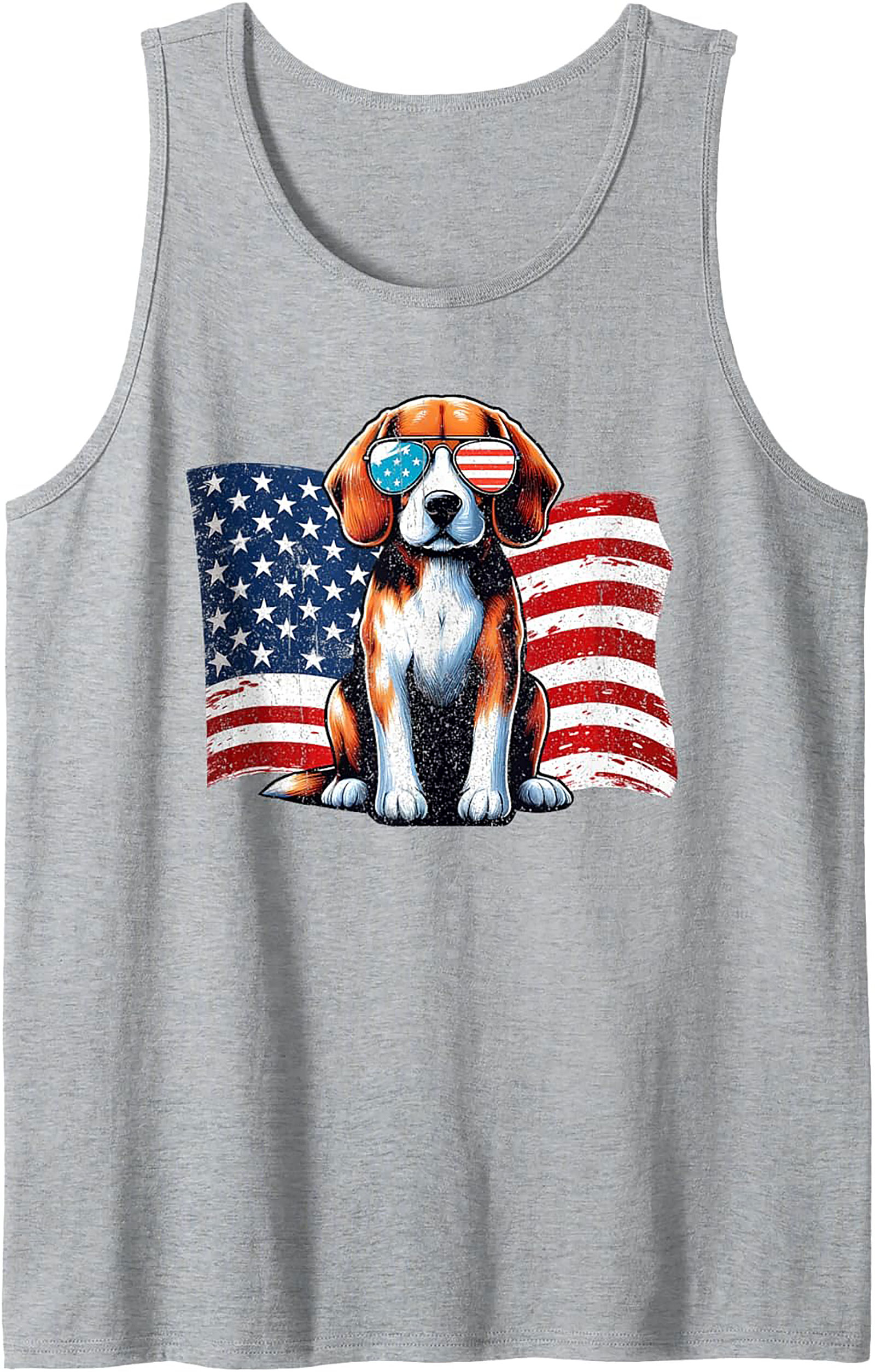 Patriotic Beagle Graphic Tank Top | Cool American Flag Dog Sleeveless Shirt