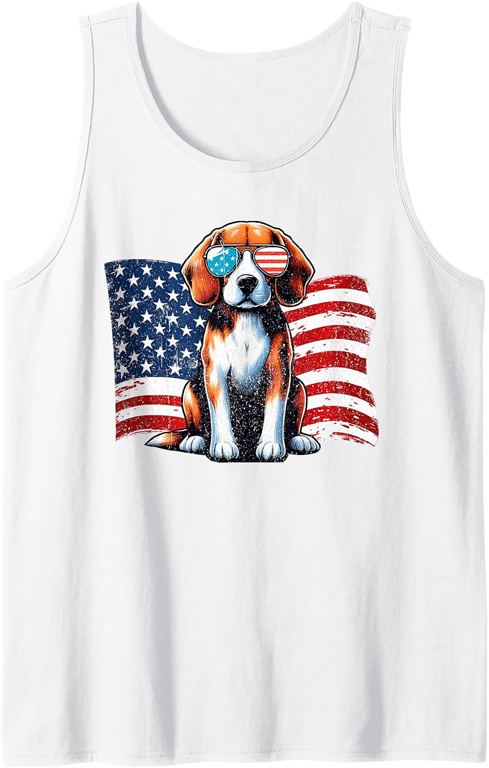 Patriotic Beagle Graphic Tank Top | Cool American Flag Dog Sleeveless Shirt