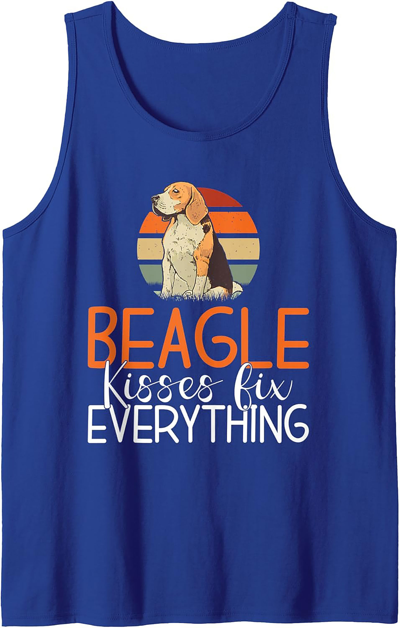 Beagle Kisses Fix Everything Graphic Tank Top | Retro Dog Lover Sleeveless Shirt
