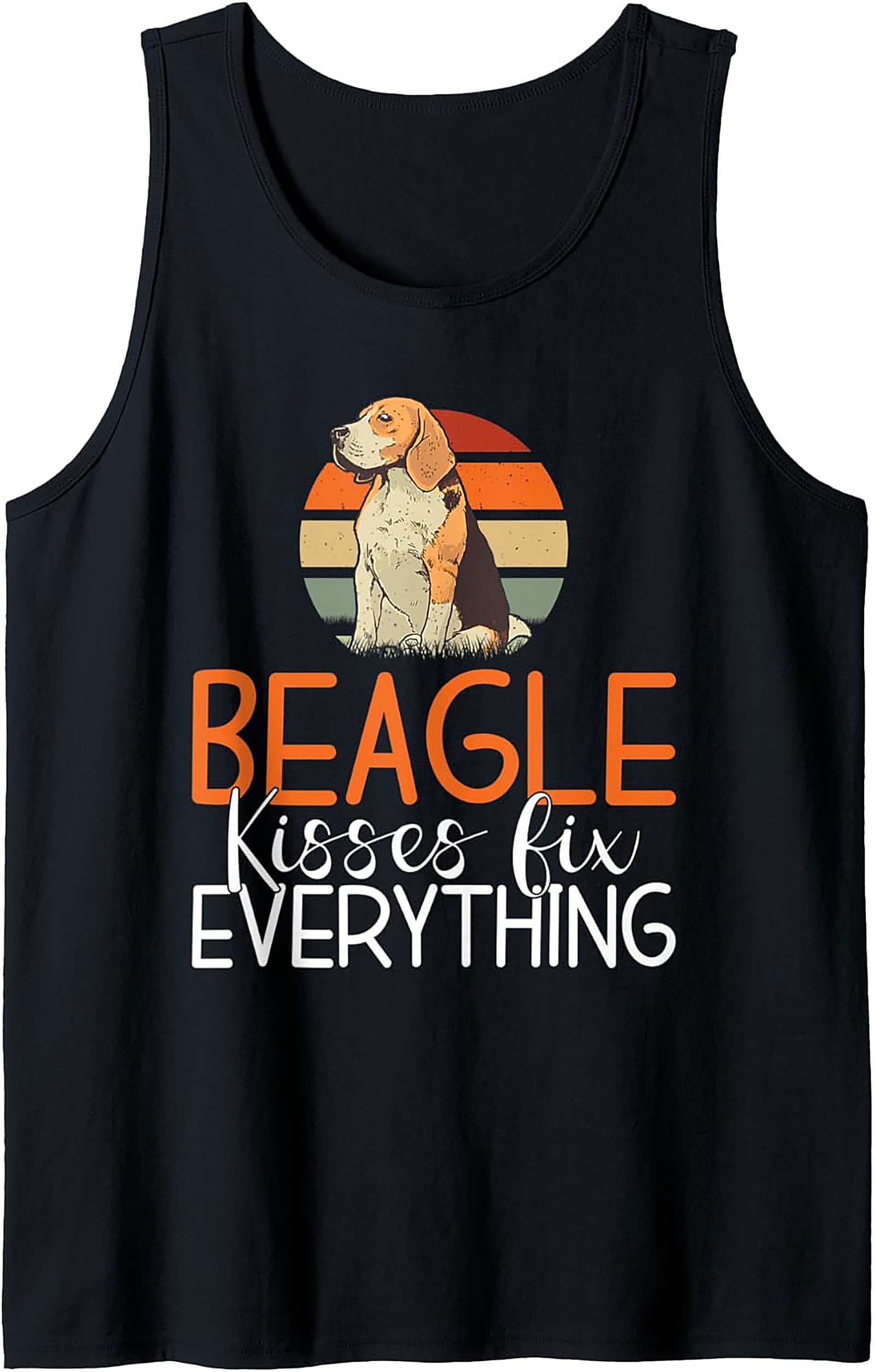 Beagle Kisses Fix Everything Graphic Tank Top | Retro Dog Lover Sleeveless Shirt