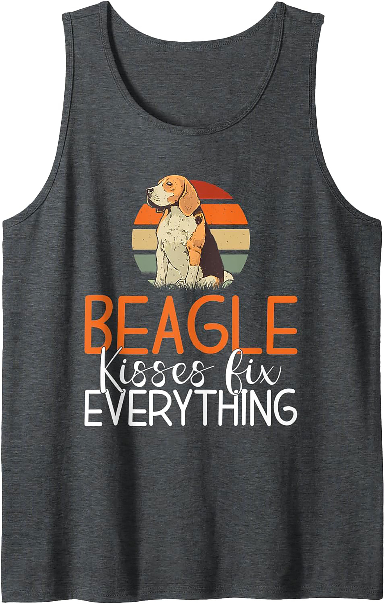 Beagle Kisses Fix Everything Graphic Tank Top | Retro Dog Lover Sleeveless Shirt