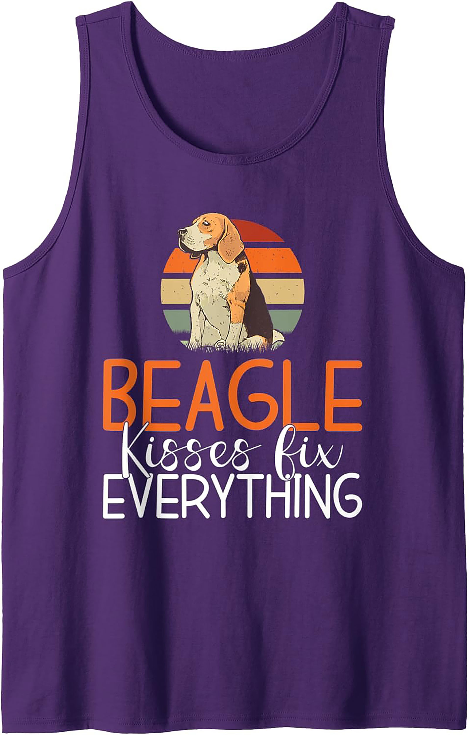 Beagle Kisses Fix Everything Graphic Tank Top | Retro Dog Lover Sleeveless Shirt