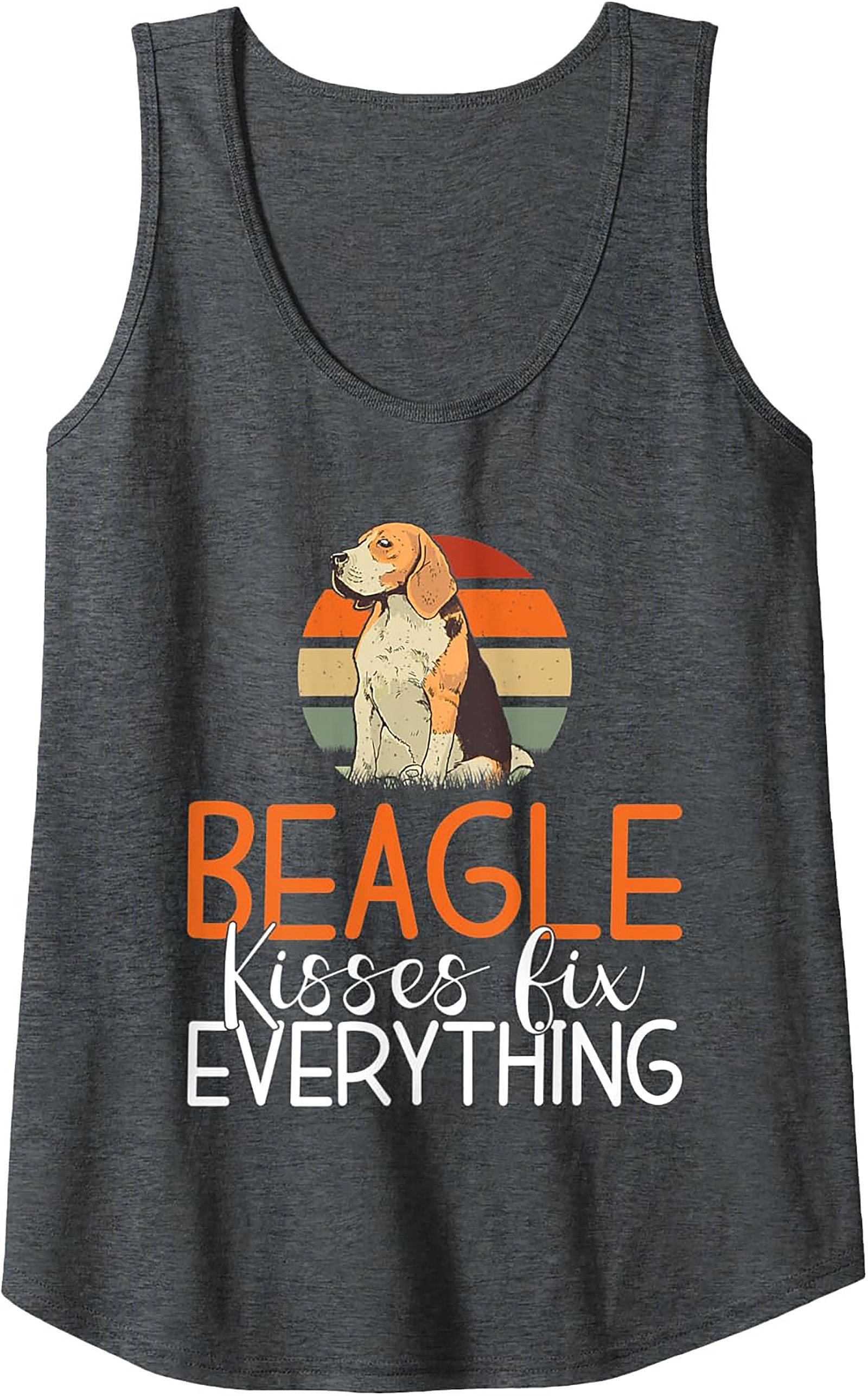 Beagle Kisses Fix Everything Graphic Tank Top | Retro Dog Lover Sleeveless Shirt