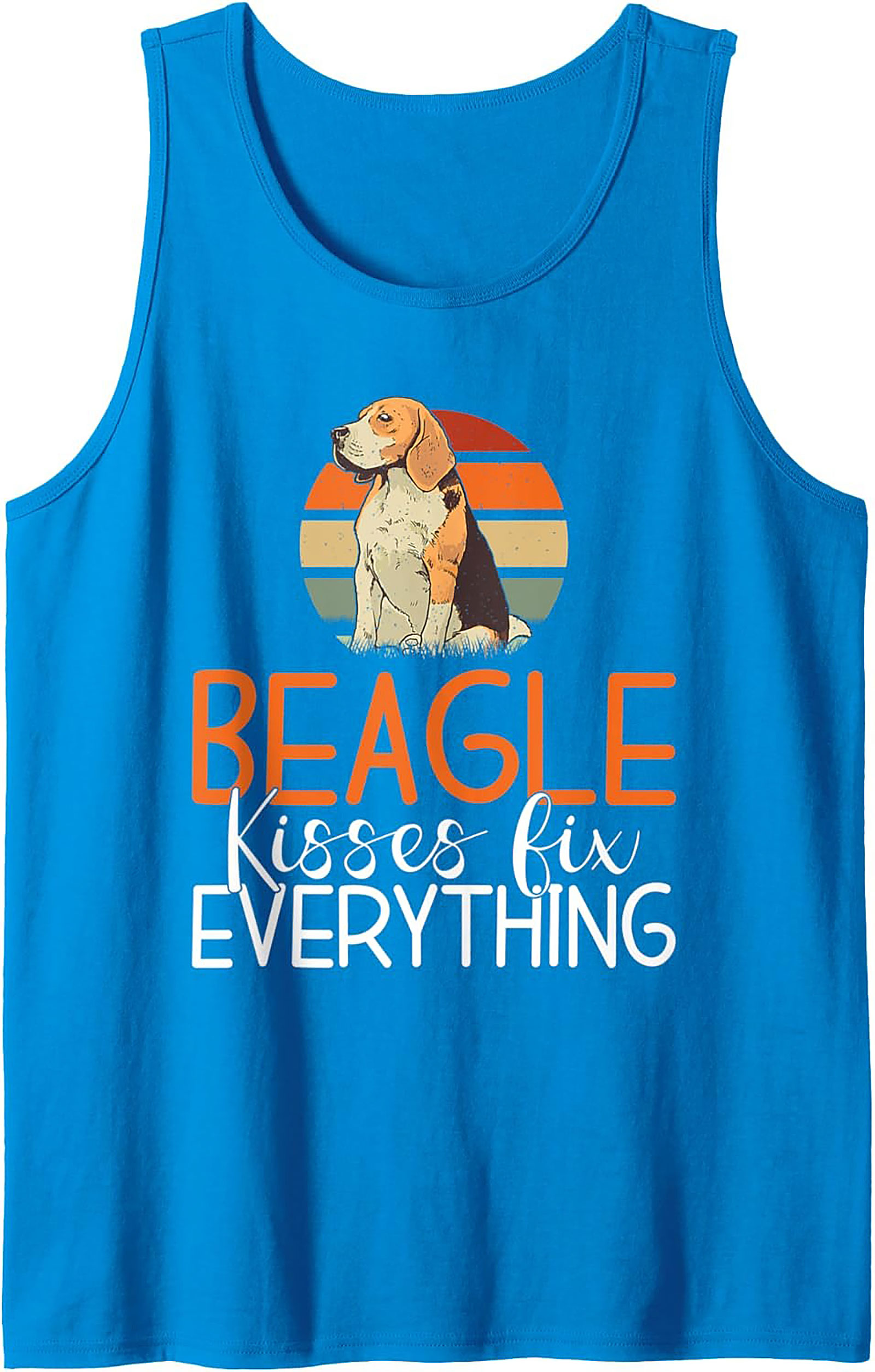 Beagle Kisses Fix Everything Graphic Tank Top | Retro Dog Lover Sleeveless Shirt