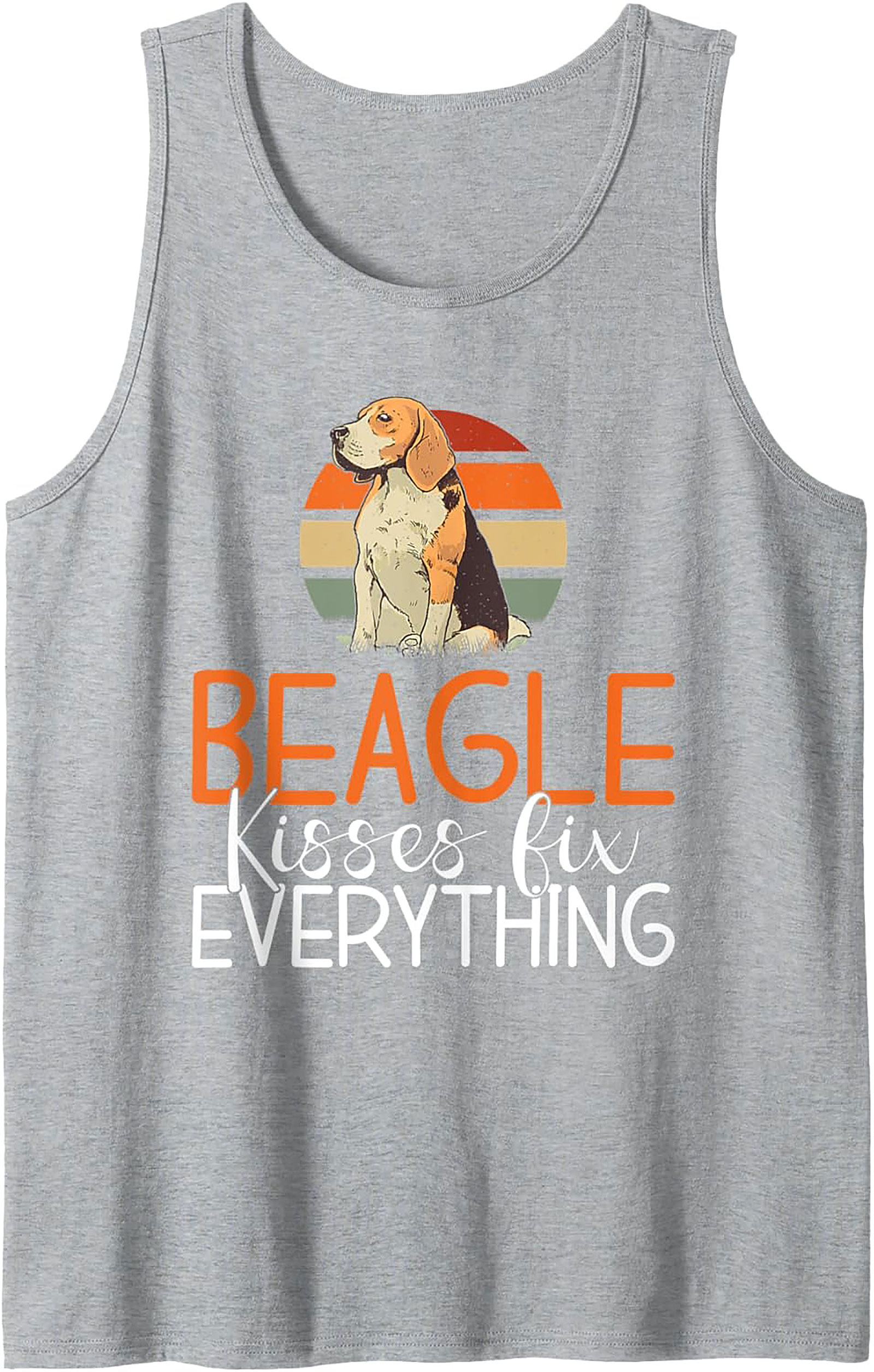 Beagle Kisses Fix Everything Graphic Tank Top | Retro Dog Lover Sleeveless Shirt