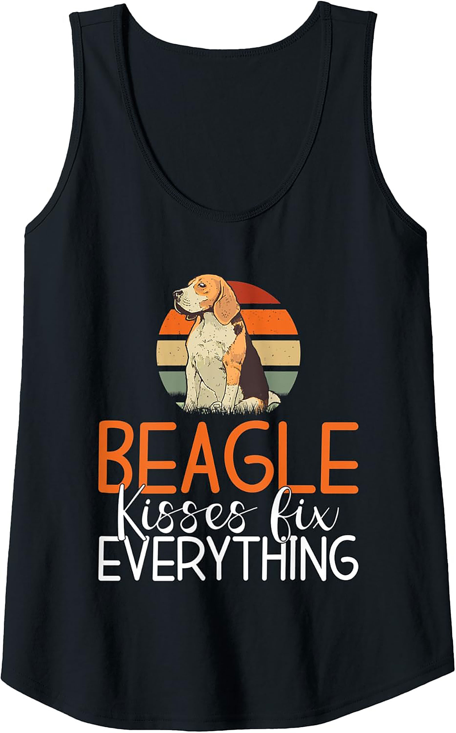 Beagle Kisses Fix Everything Graphic Tank Top | Retro Dog Lover Sleeveless Shirt