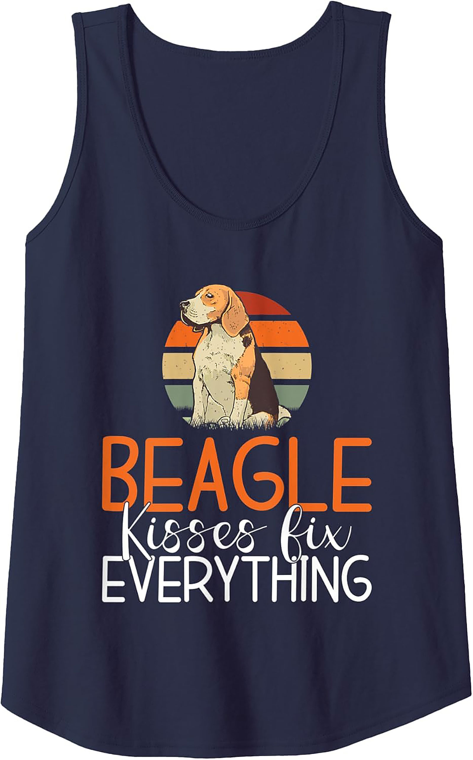 Beagle Kisses Fix Everything Graphic Tank Top | Retro Dog Lover Sleeveless Shirt