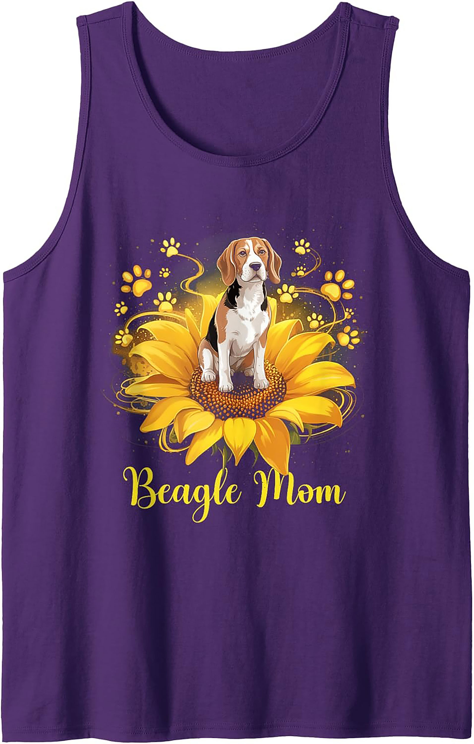 Beagle Mom Graphic Tank Top | Sunflower Dog Lover Sleeveless Shirt