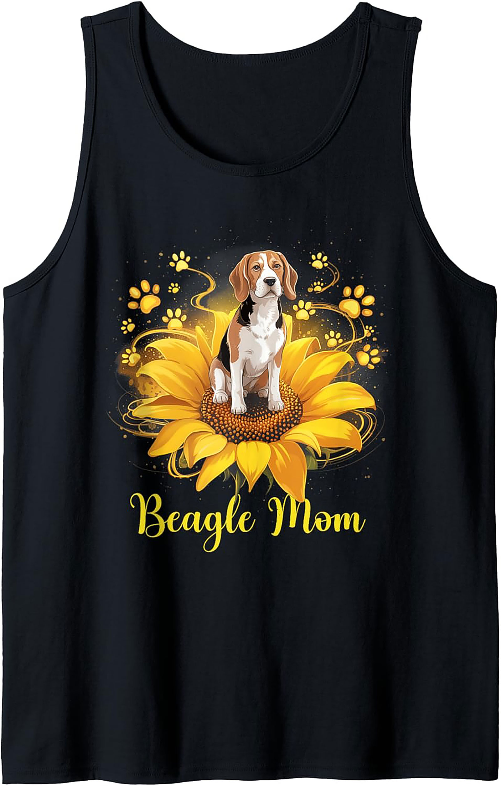Beagle Mom Graphic Tank Top | Sunflower Dog Lover Sleeveless Shirt