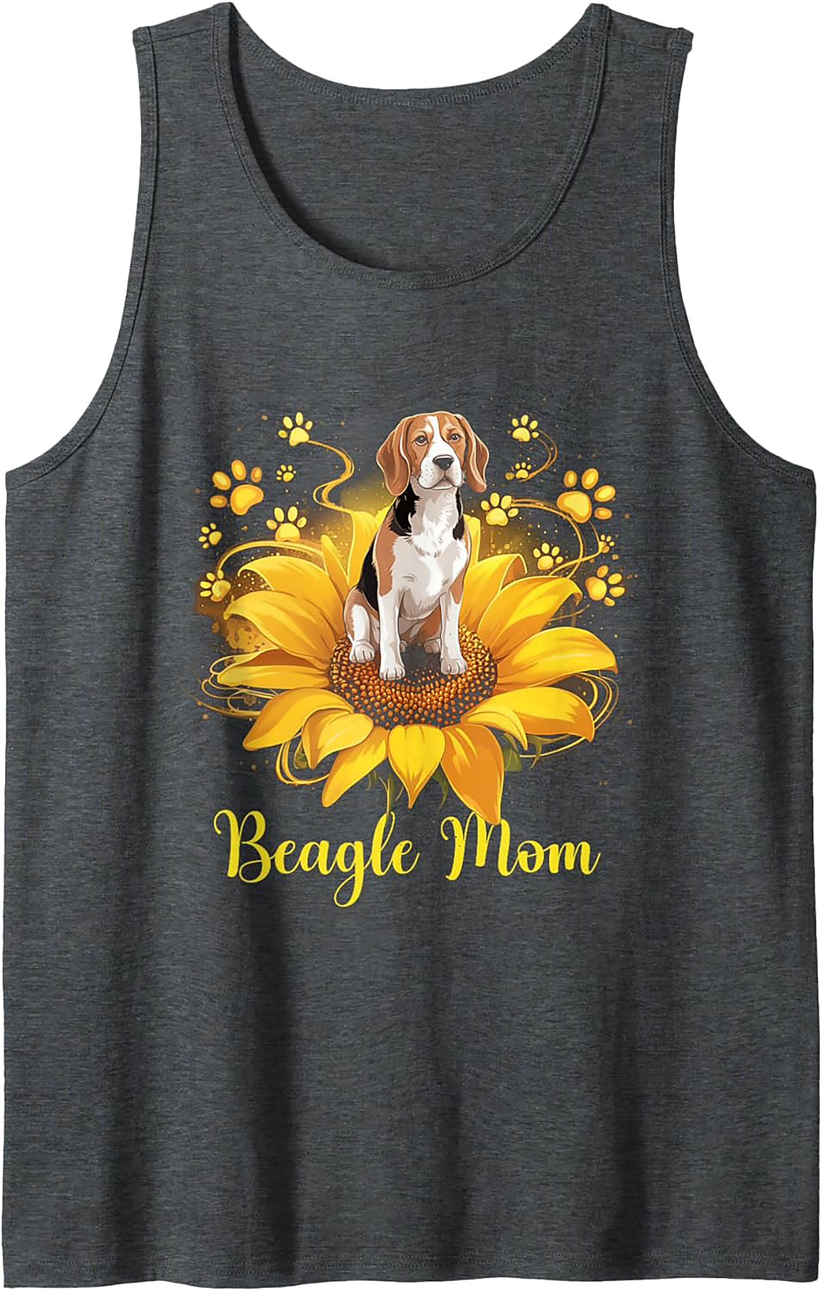 Beagle Mom Graphic Tank Top | Sunflower Dog Lover Sleeveless Shirt