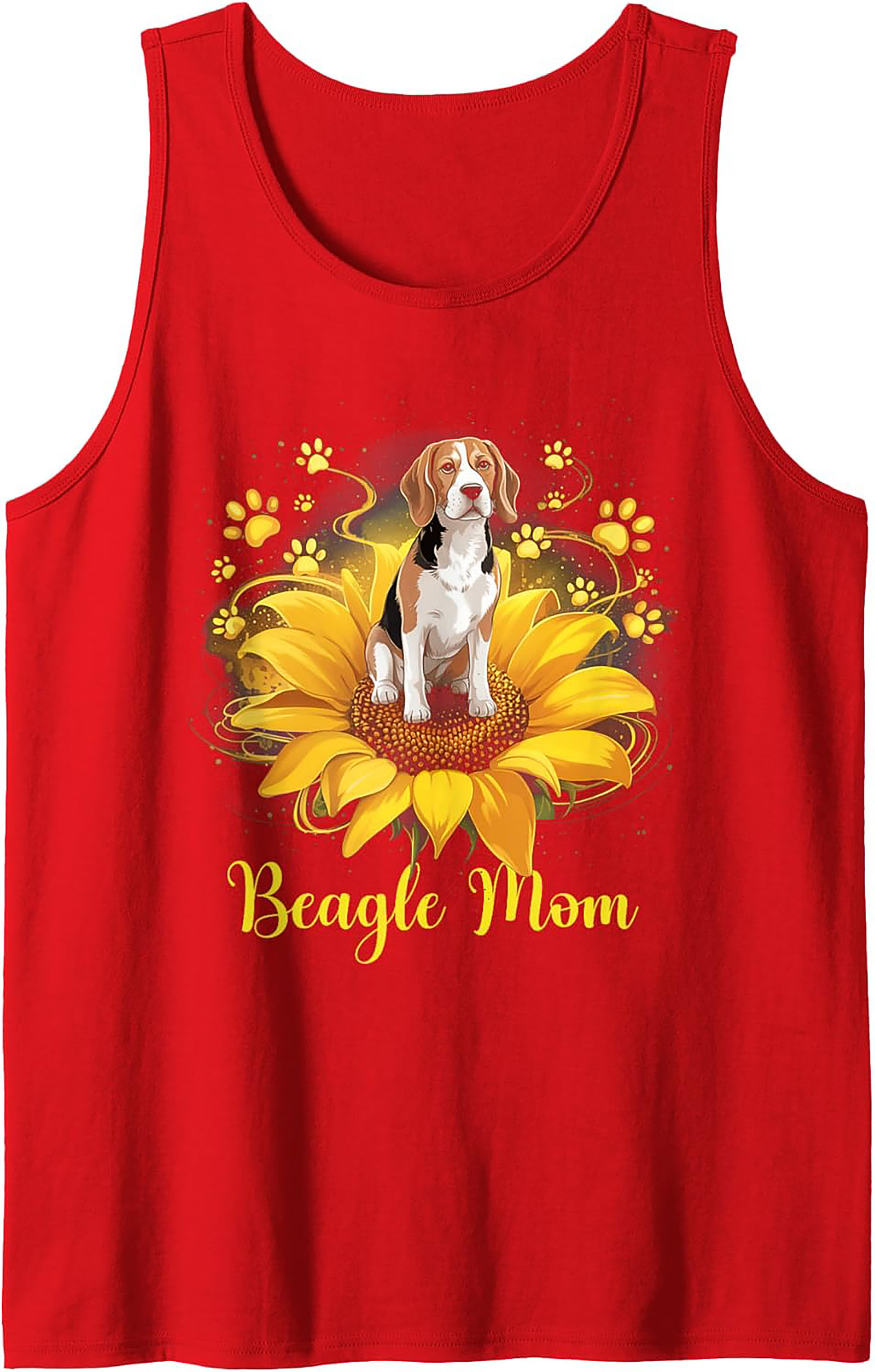 Beagle Mom Graphic Tank Top | Sunflower Dog Lover Sleeveless Shirt
