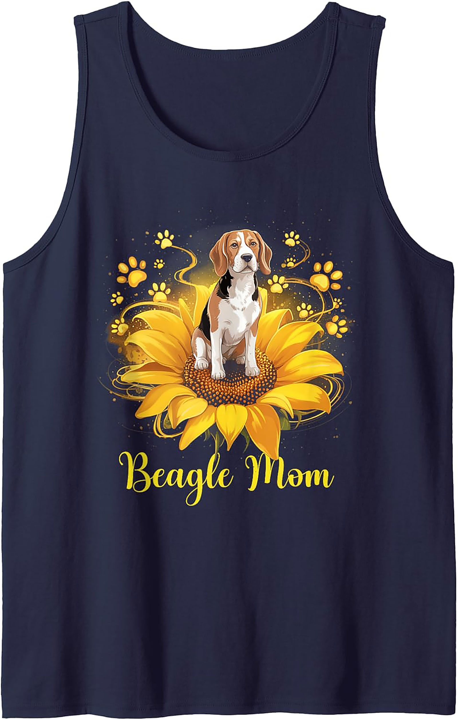Beagle Mom Graphic Tank Top | Sunflower Dog Lover Sleeveless Shirt