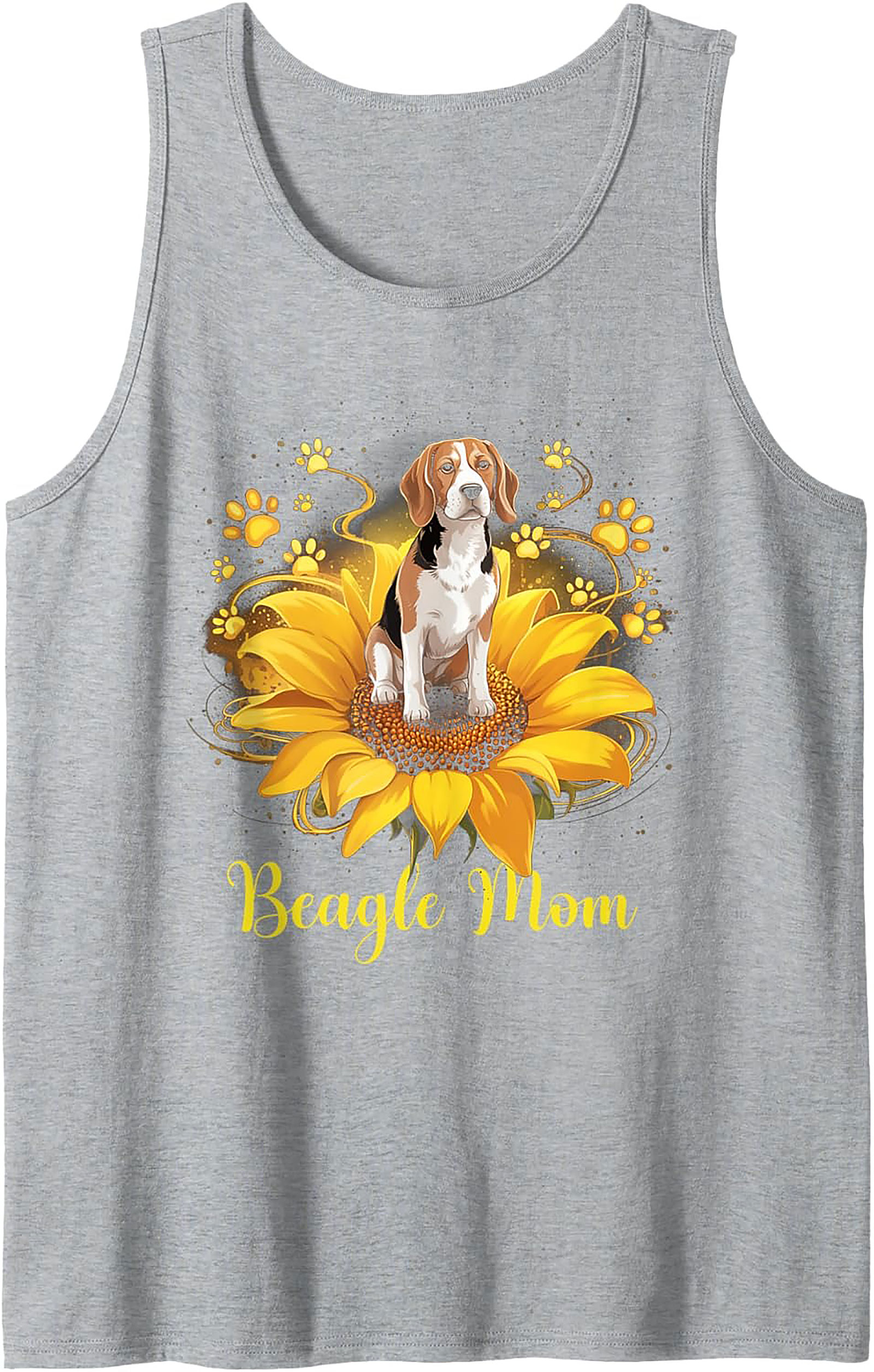 Beagle Mom Graphic Tank Top | Sunflower Dog Lover Sleeveless Shirt