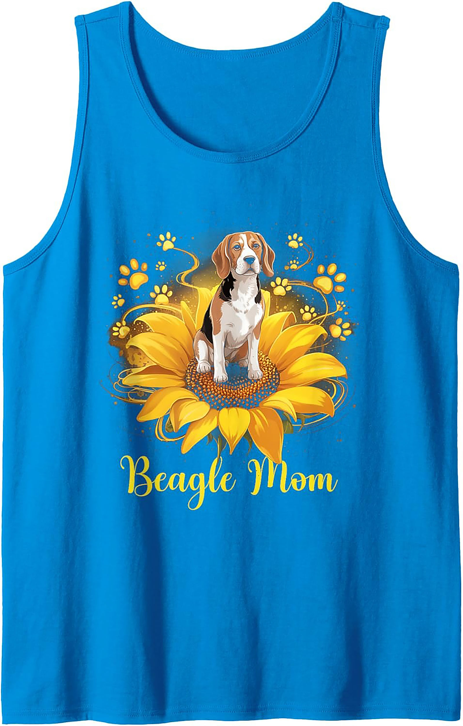 Beagle Mom Graphic Tank Top | Sunflower Dog Lover Sleeveless Shirt