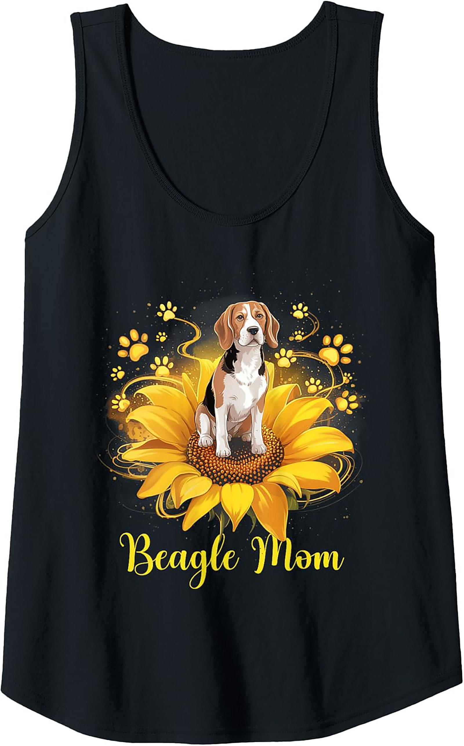 Beagle Mom Graphic Tank Top | Sunflower Dog Lover Sleeveless Shirt