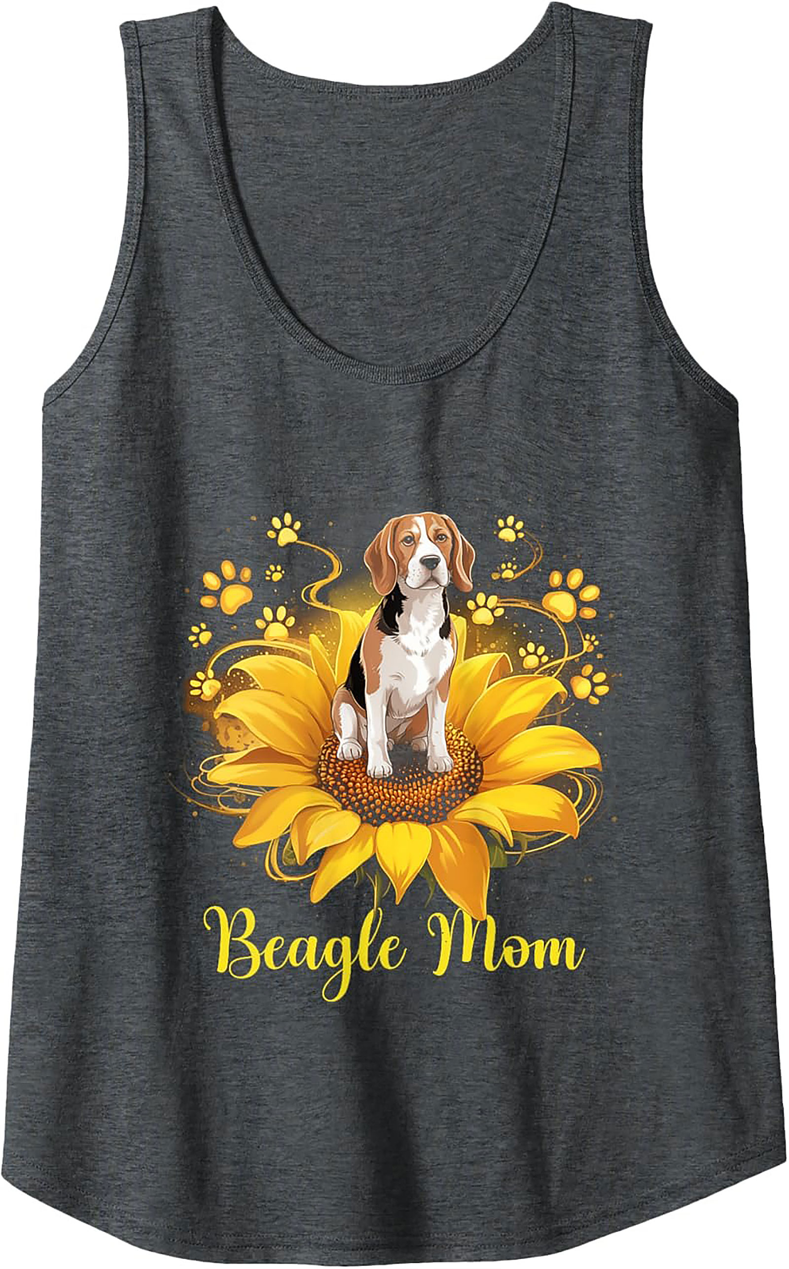 Beagle Mom Graphic Tank Top | Sunflower Dog Lover Sleeveless Shirt