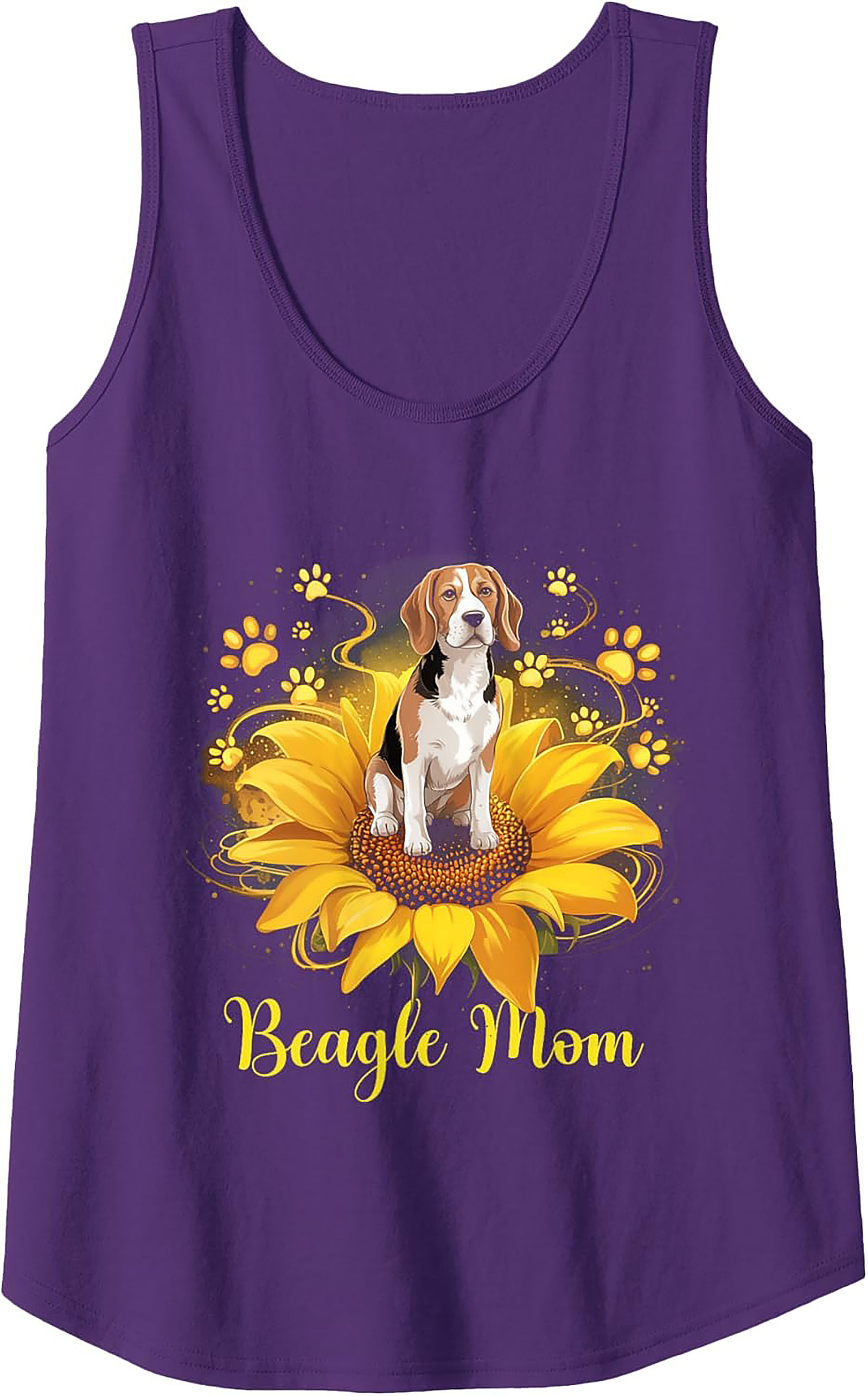 Beagle Mom Graphic Tank Top | Sunflower Dog Lover Sleeveless Shirt