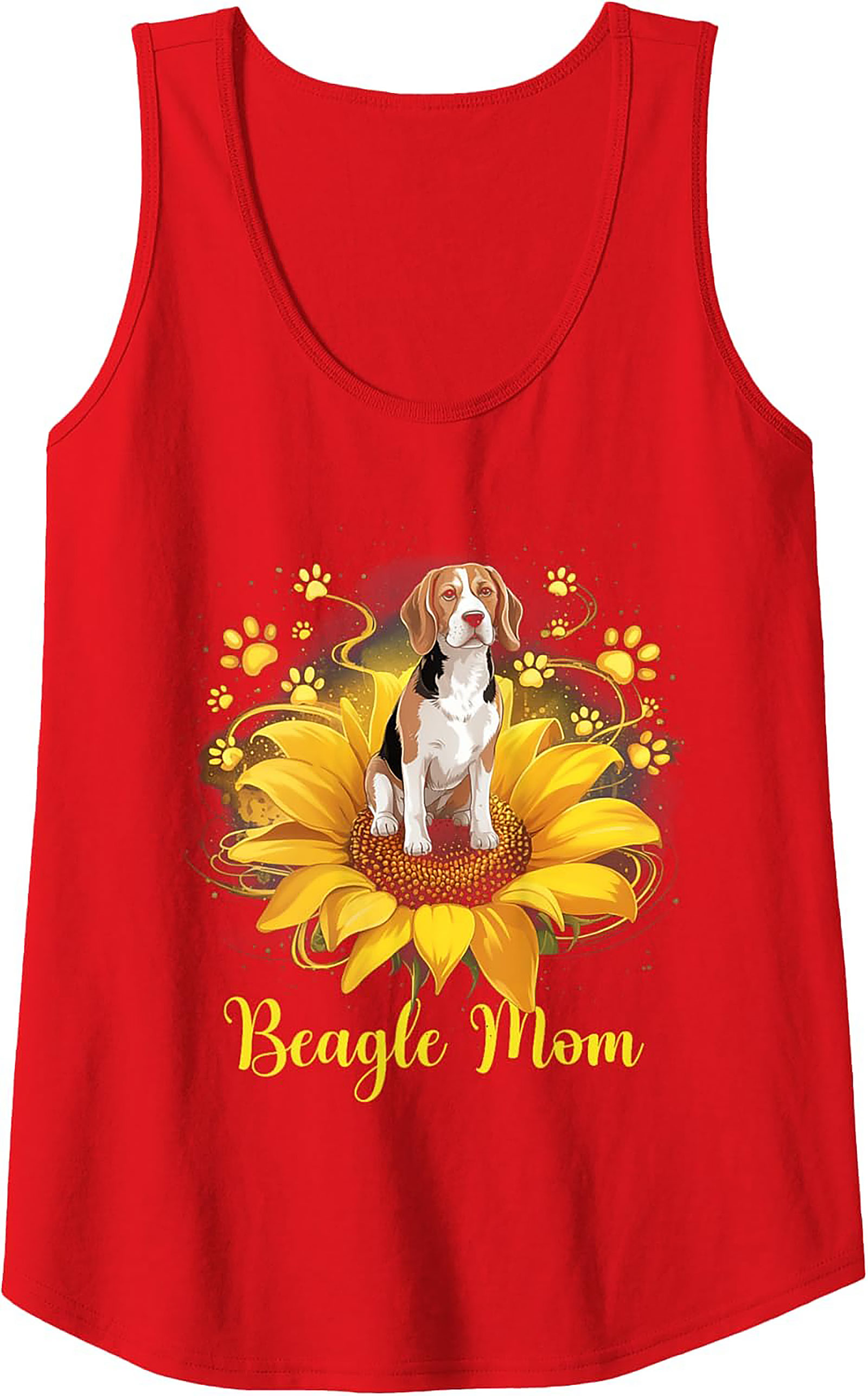Beagle Mom Graphic Tank Top | Sunflower Dog Lover Sleeveless Shirt