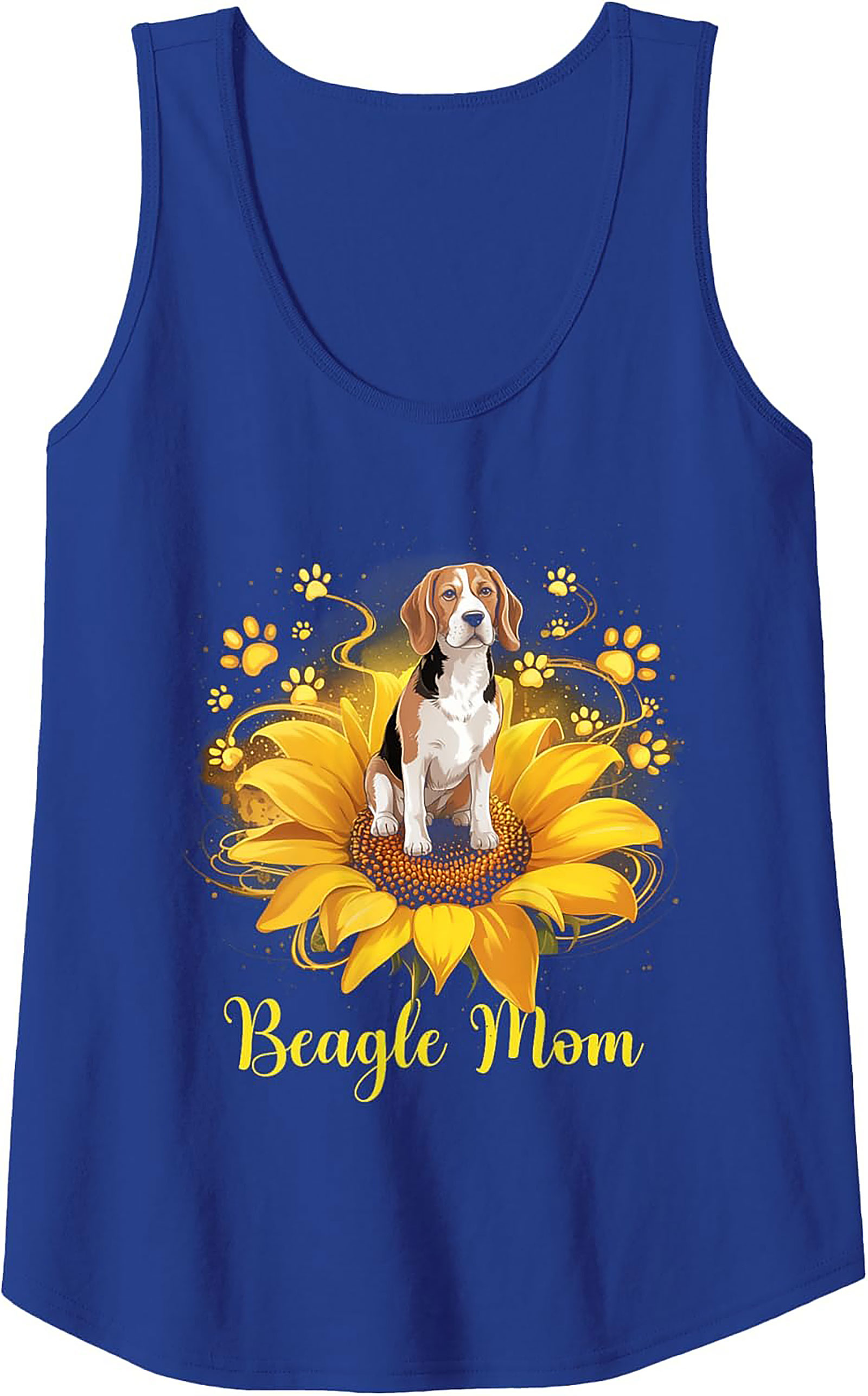 Beagle Mom Graphic Tank Top | Sunflower Dog Lover Sleeveless Shirt