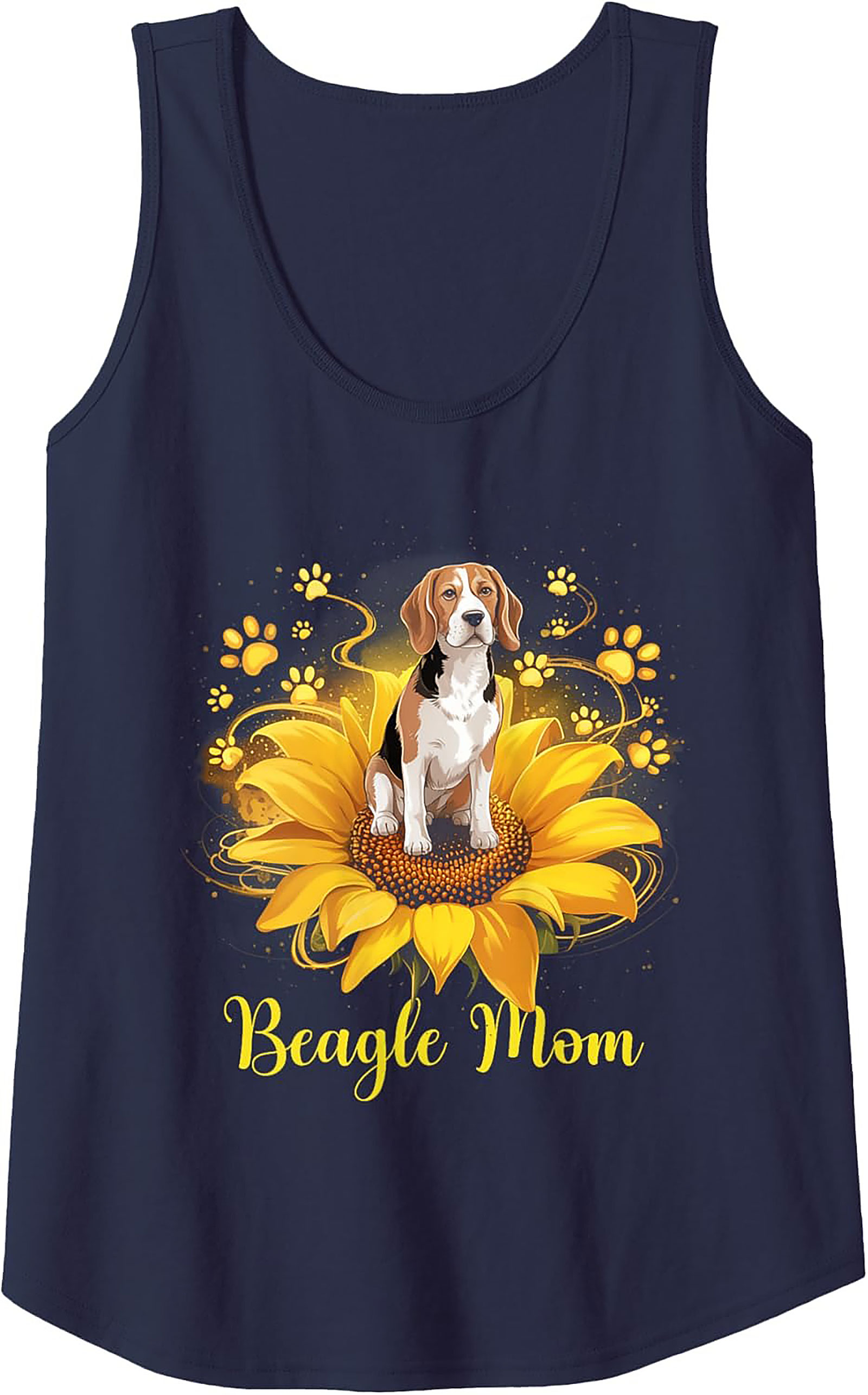 Beagle Mom Graphic Tank Top | Sunflower Dog Lover Sleeveless Shirt