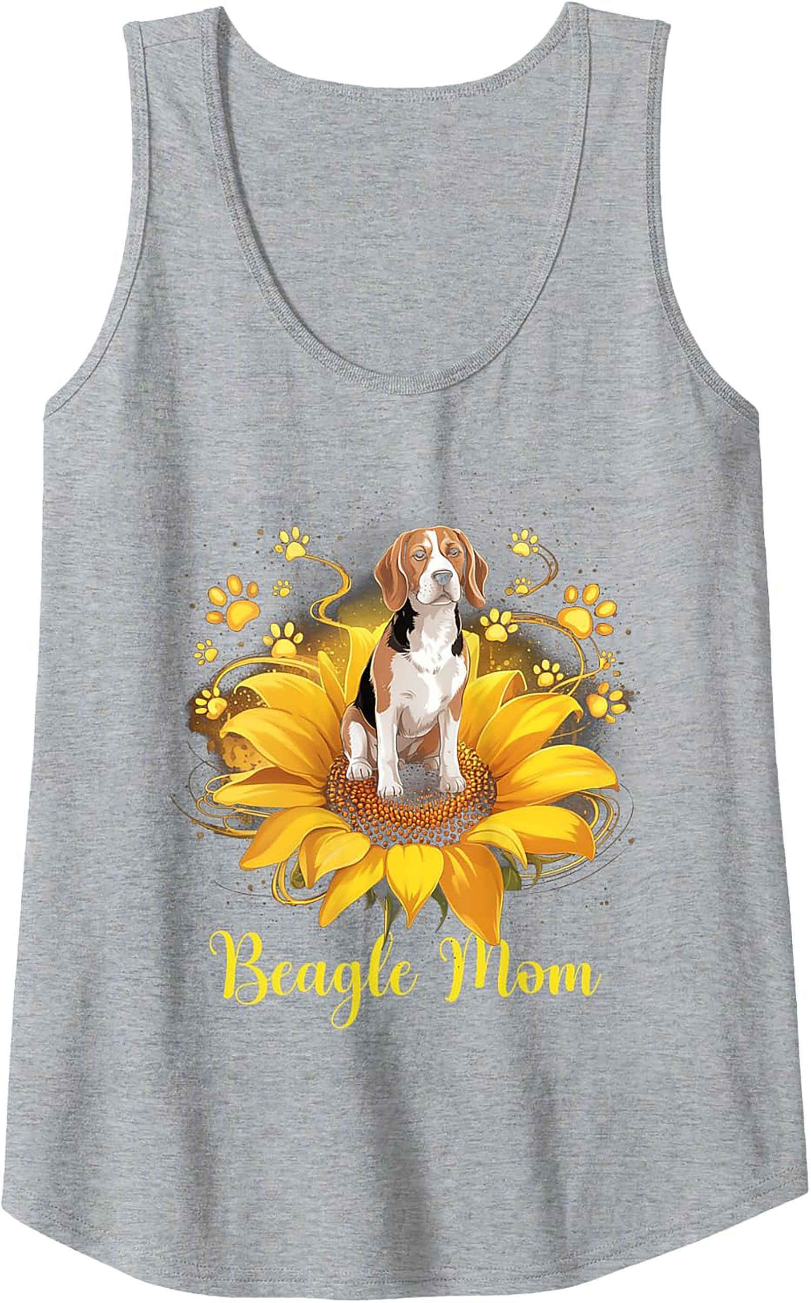 Beagle Mom Graphic Tank Top | Sunflower Dog Lover Sleeveless Shirt