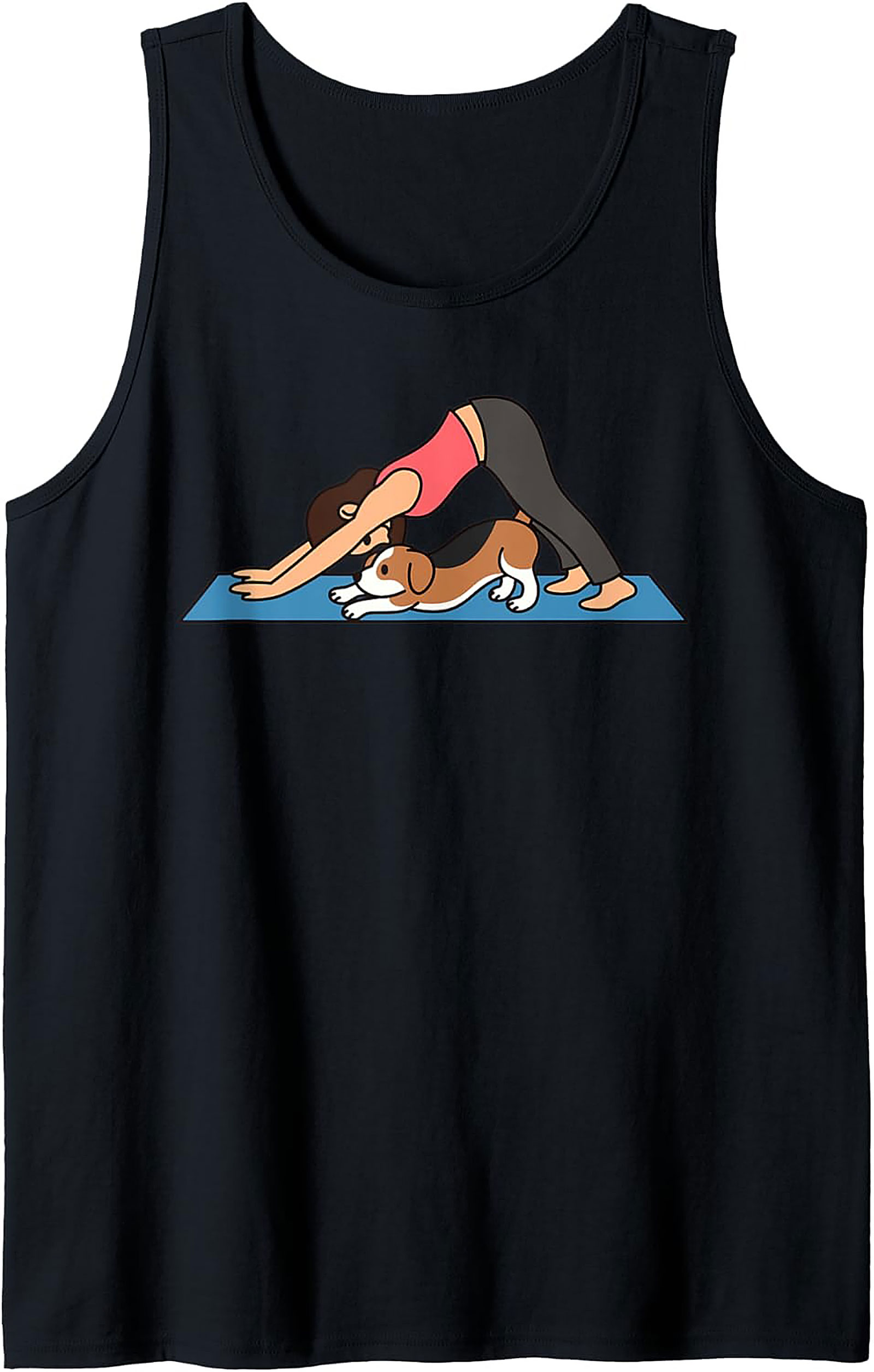 Downward Dog Doga Love Graphic Tank Top | Cute Yoga Dog Sleeveless Shirt