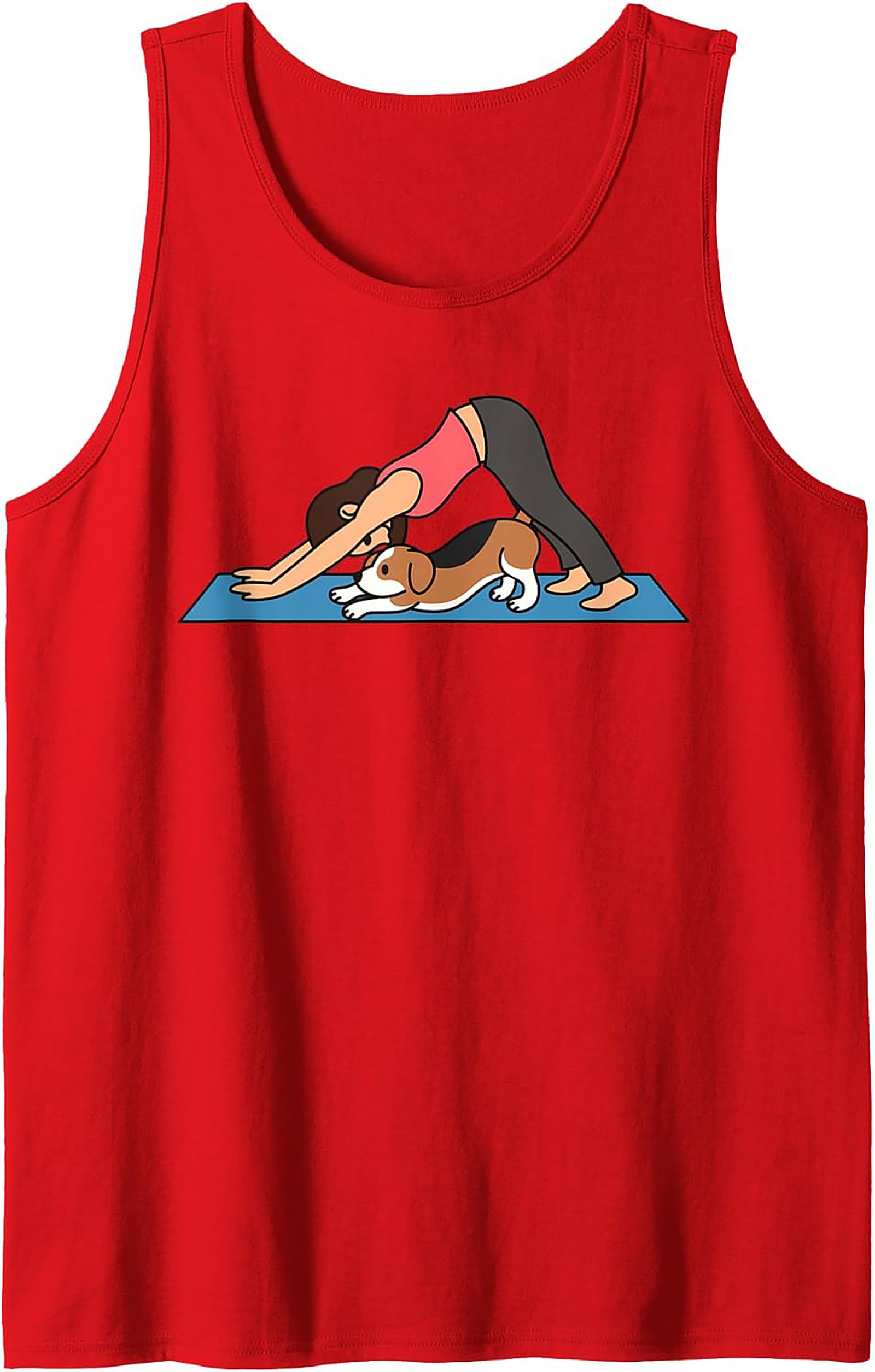 Downward Dog Doga Love Graphic Tank Top | Cute Yoga Dog Sleeveless Shirt