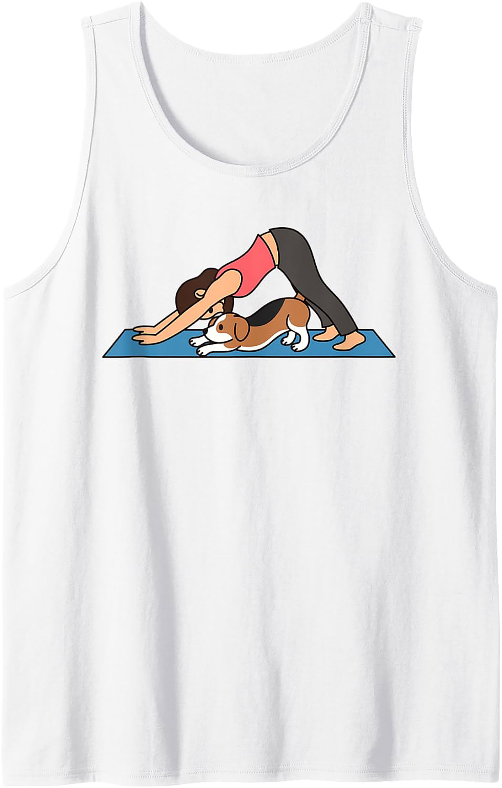 Downward Dog Doga Love Graphic Tank Top | Cute Yoga Dog Sleeveless Shirt