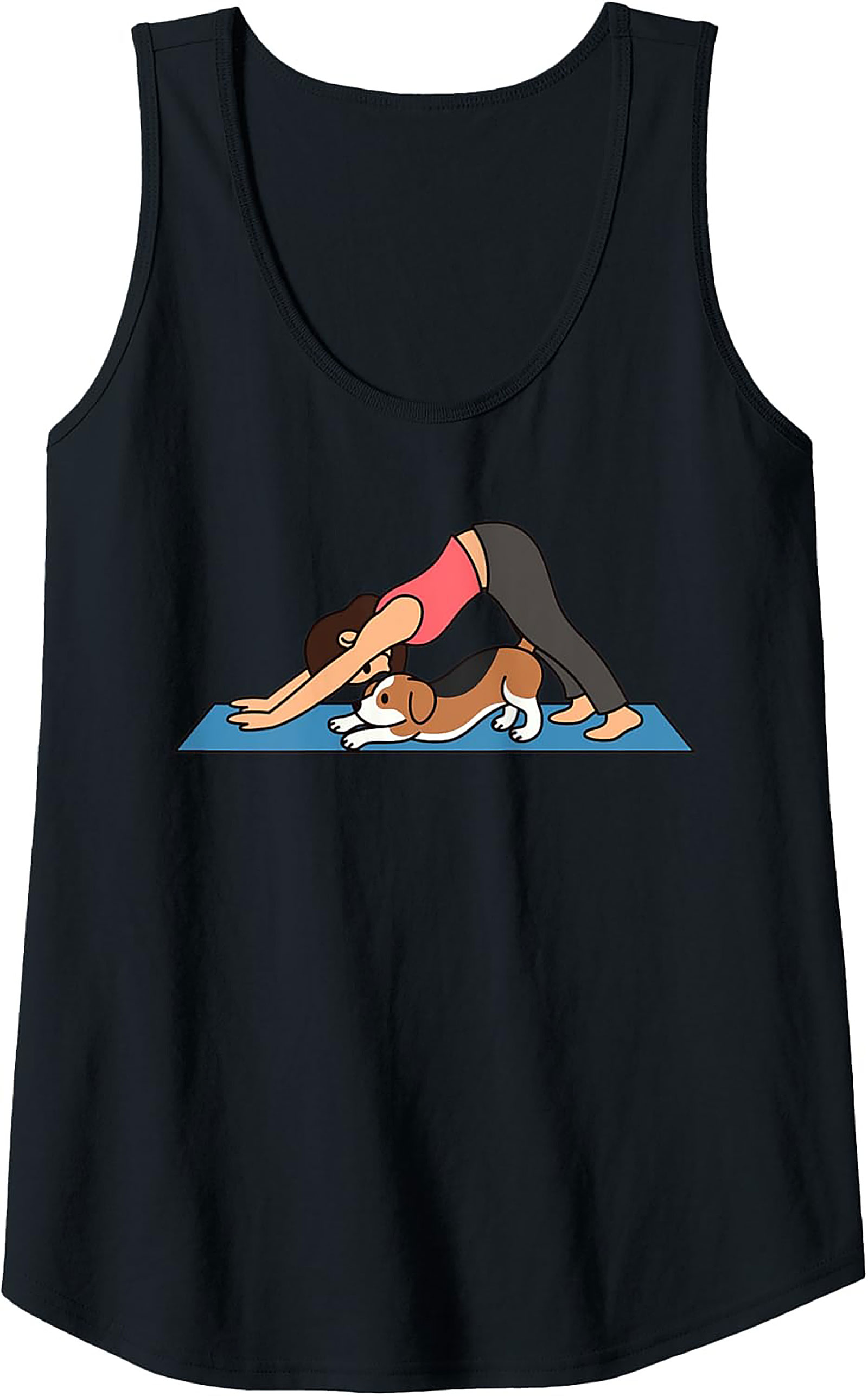 Downward Dog Doga Love Graphic Tank Top | Cute Yoga Dog Sleeveless Shirt