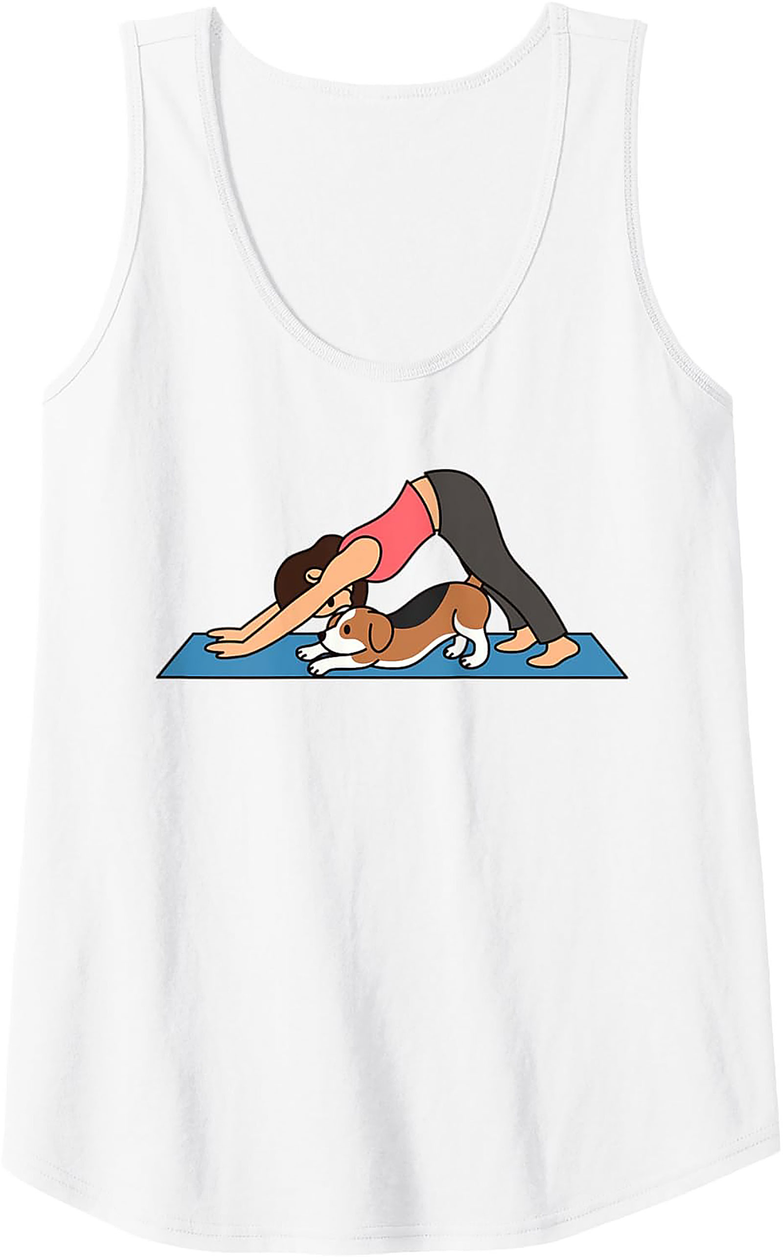 Downward Dog Doga Love Graphic Tank Top | Cute Yoga Dog Sleeveless Shirt