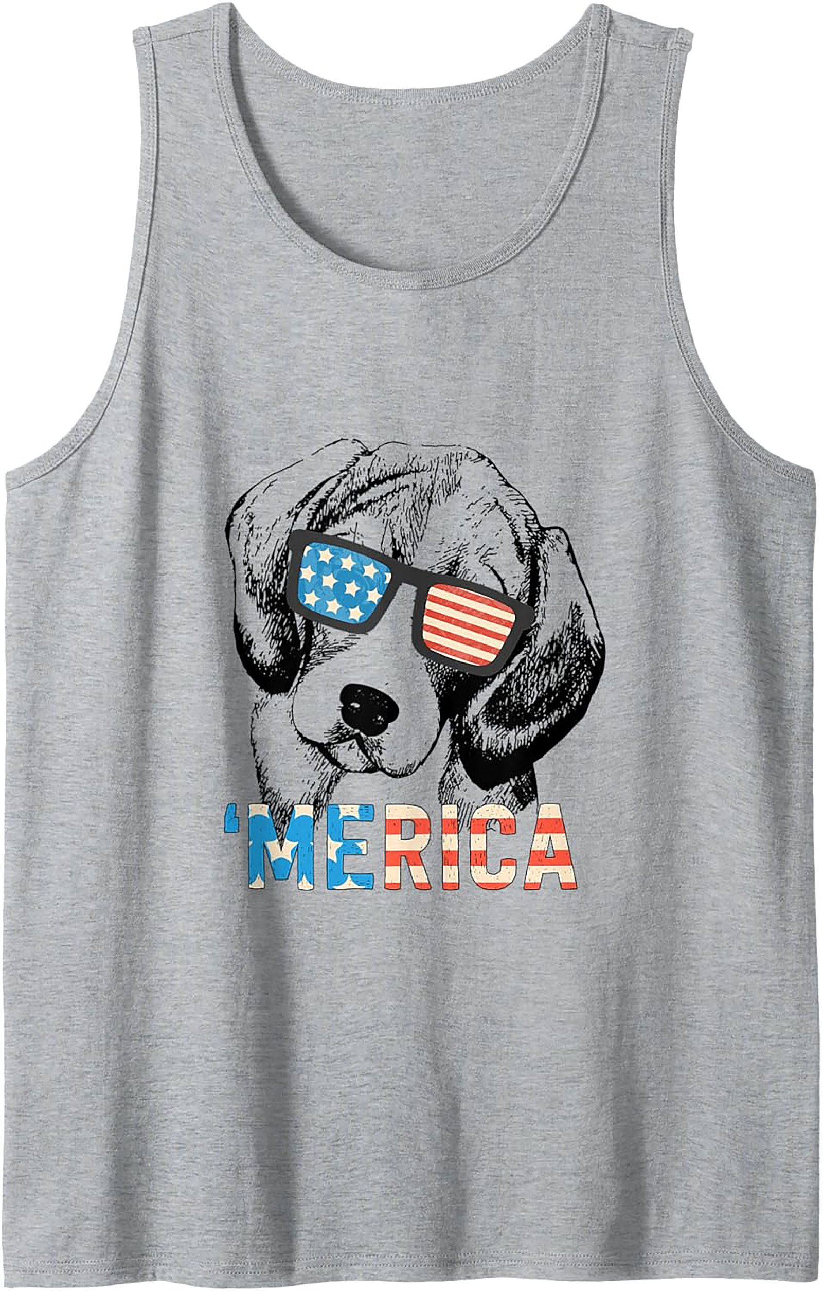 'Merica Dog Graphic Tank Top | Patriotic American Flag Sleeveless Shirt
