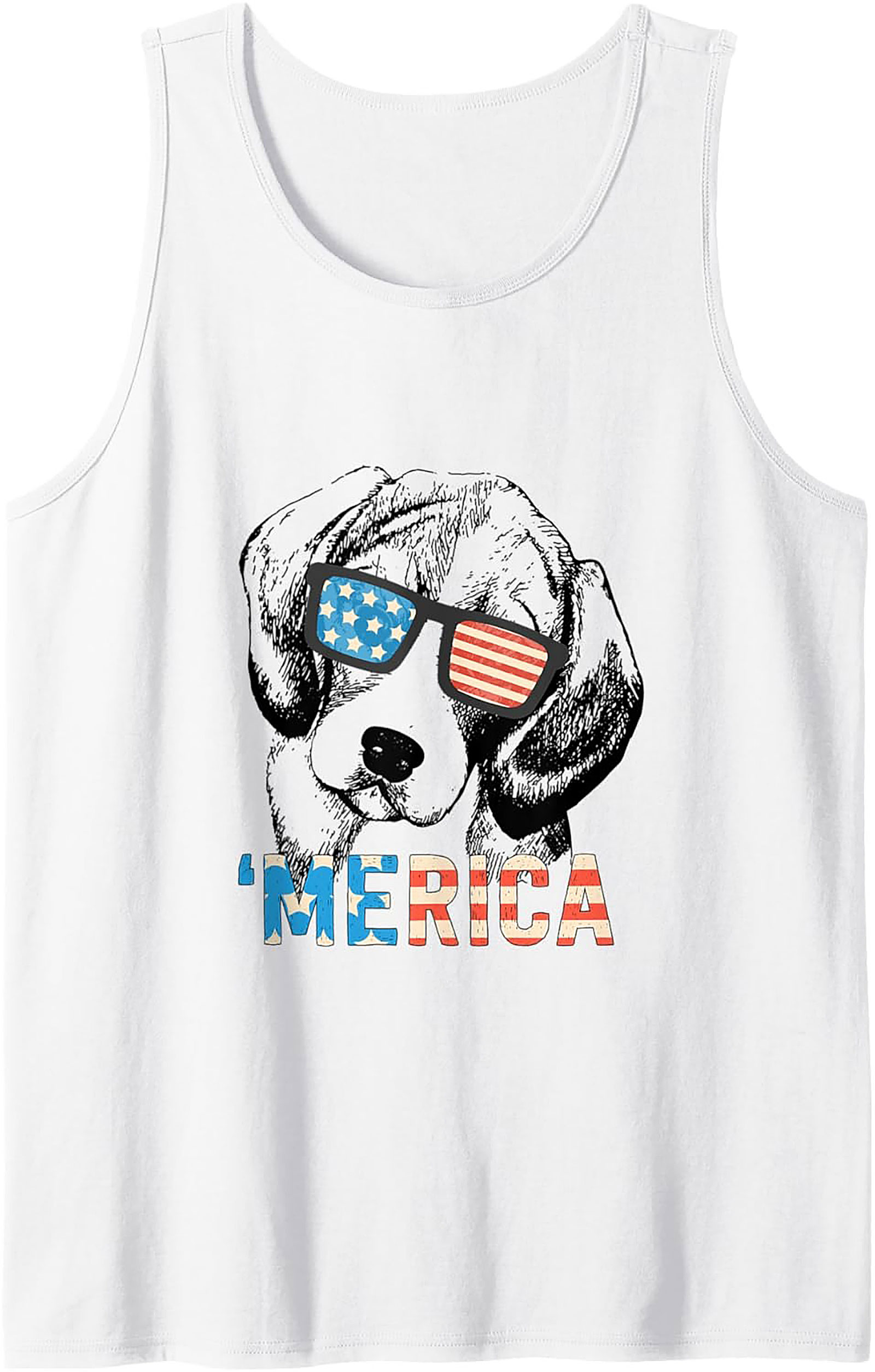 'Merica Dog Graphic Tank Top | Patriotic American Flag Sleeveless Shirt