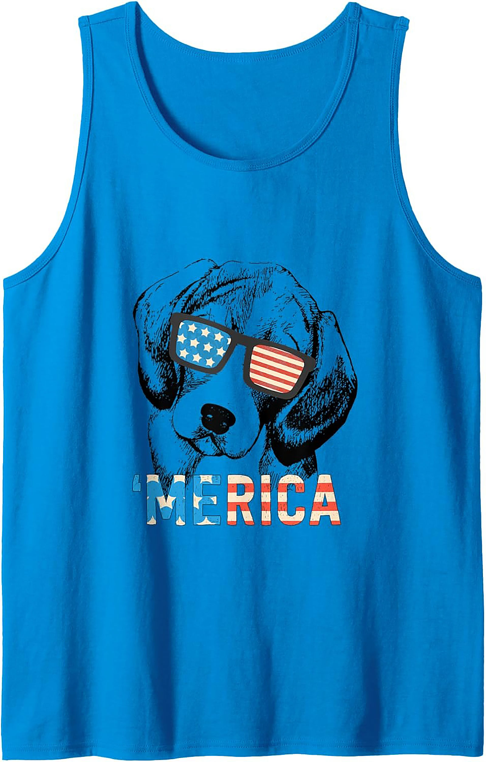 'Merica Dog Graphic Tank Top | Patriotic American Flag Sleeveless Shirt