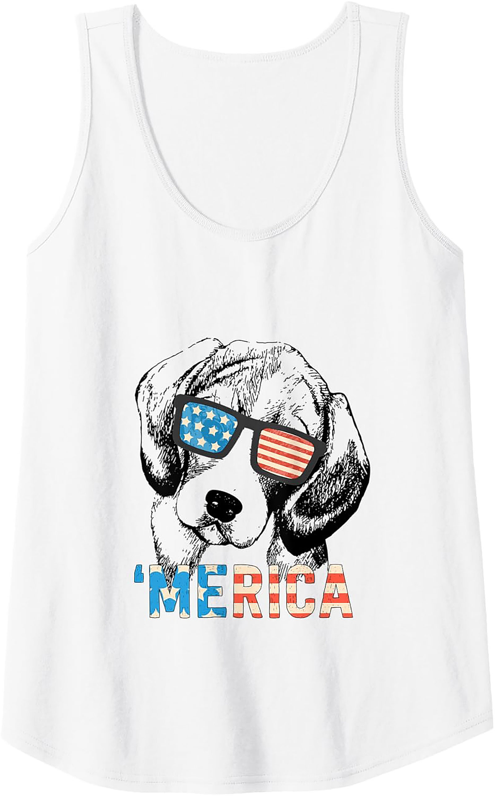 'Merica Dog Graphic Tank Top | Patriotic American Flag Sleeveless Shirt