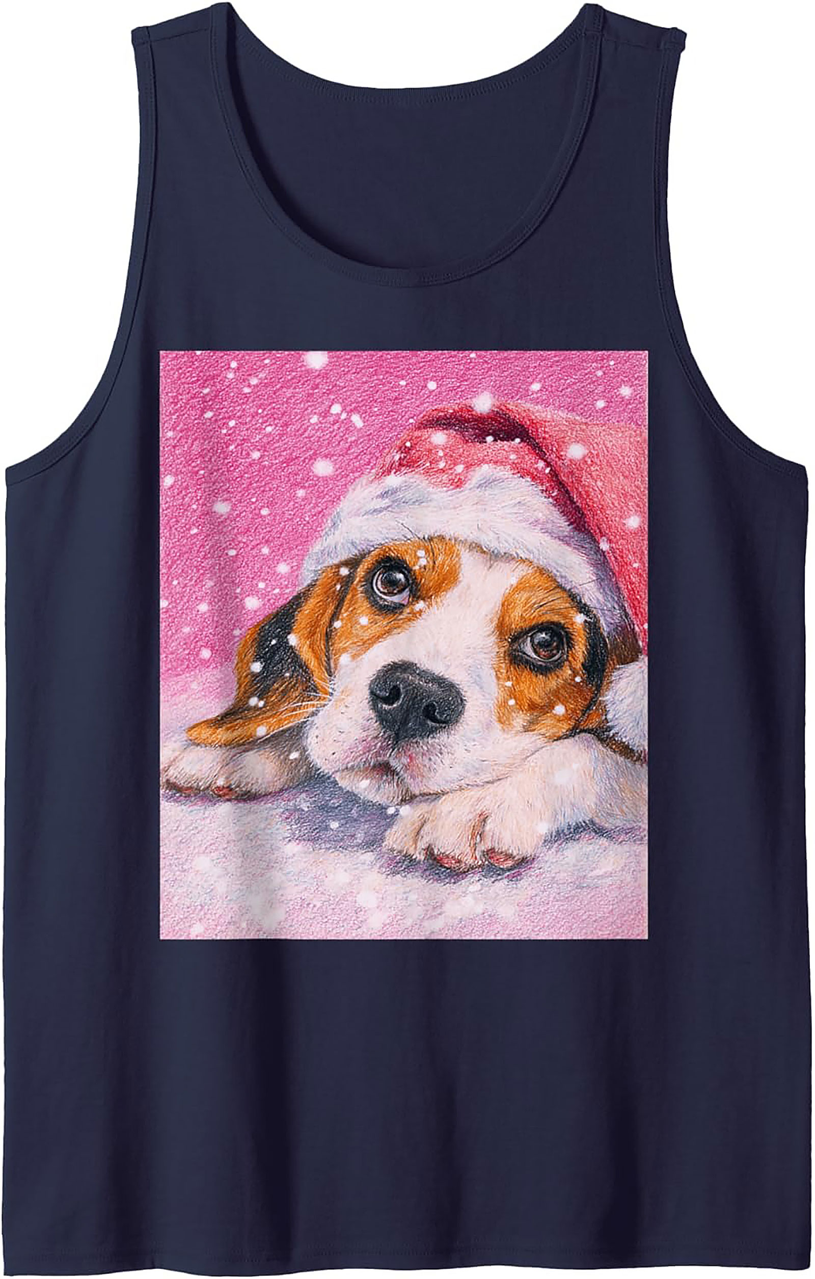 Adorable Beagle Puppy Christmas Graphic Tank Top | Unisex Sleeveless Shirt