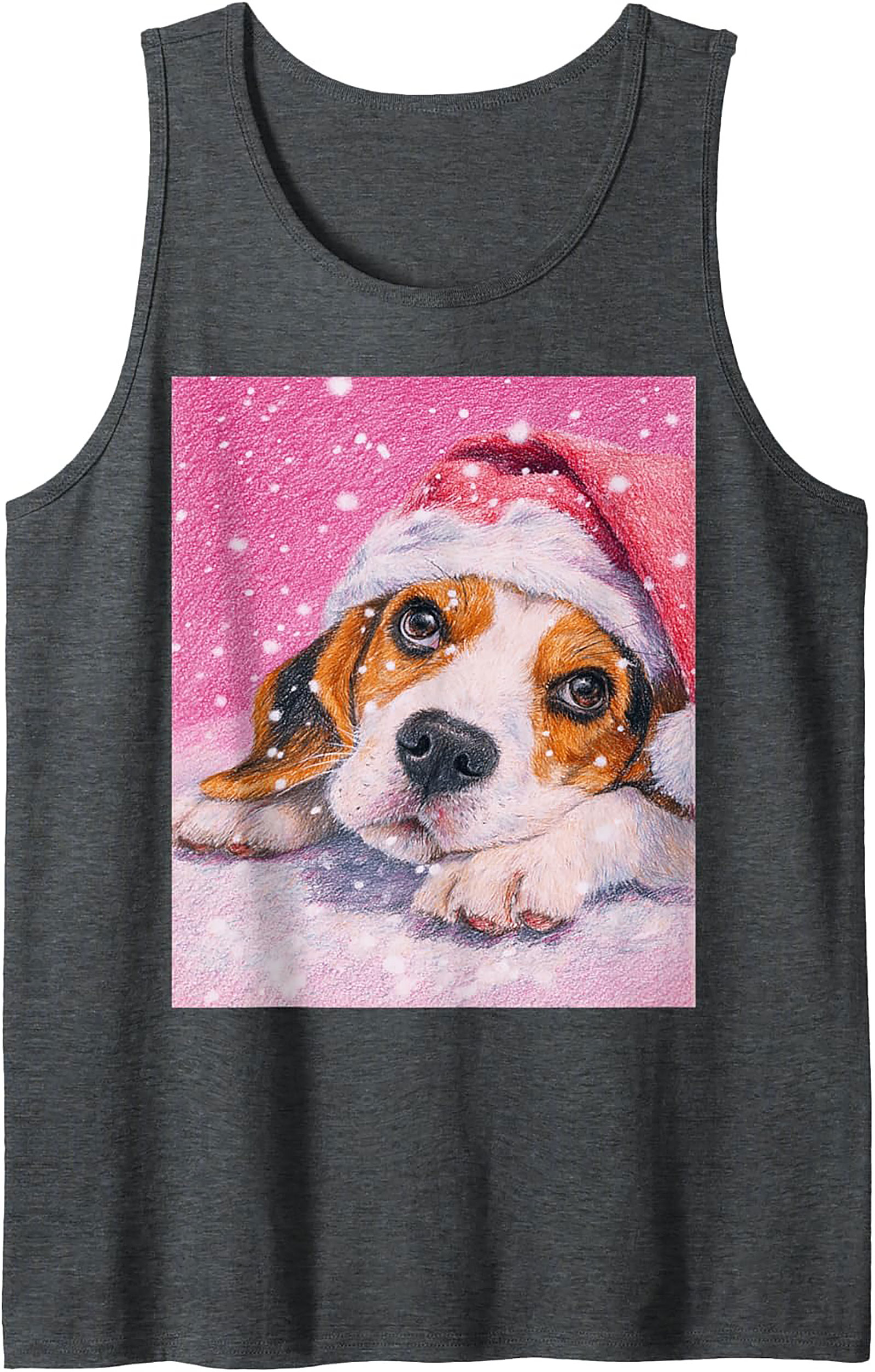Adorable Beagle Puppy Christmas Graphic Tank Top | Unisex Sleeveless Shirt