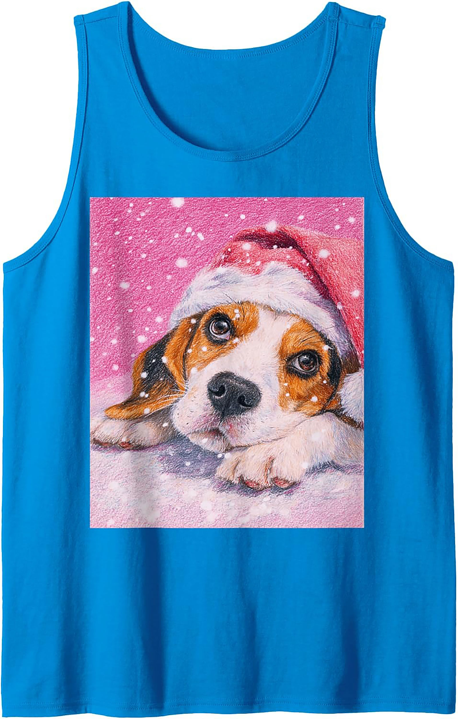 Adorable Beagle Puppy Christmas Graphic Tank Top | Unisex Sleeveless Shirt